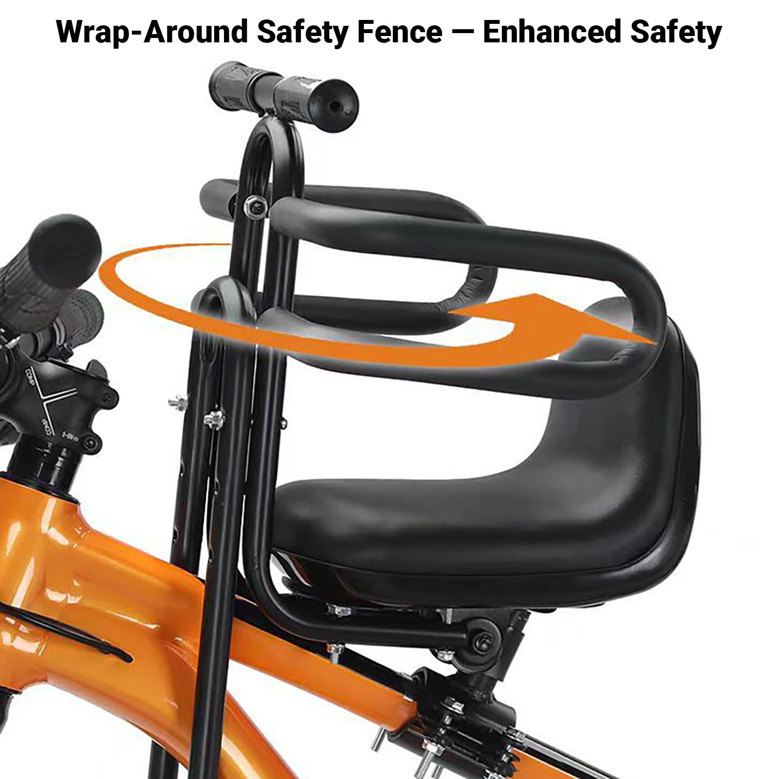Siège Enfant Vélo Avant pour VTT, Siège Vélo Enfant Avant avec Accoudoirs & Repose-Pieds – Porte-bébé Vélo pour Adulte (2-6 Ans, 30kg) – Arceau de Sécurité & Sangles Réglables