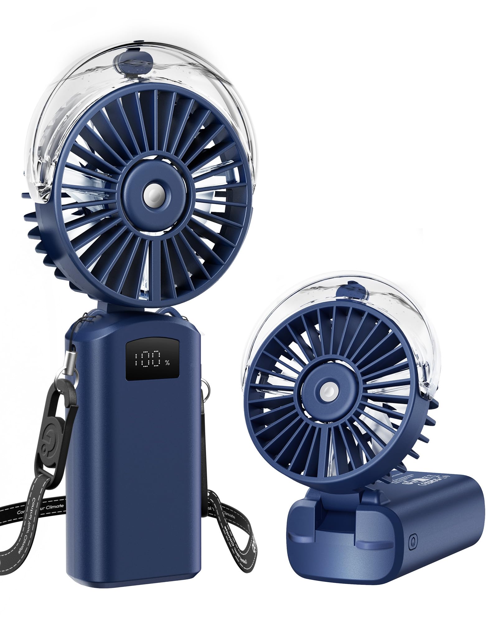 Photo 1 of Gaiatop Portable Misting Fan, 180° Foldable Handheld, 3 Speeds USB Rechargeable, Spray Water Mist with LED Digital Display, Personal Cooling Mini Hand Fans for Travel, Concert, Outdoor, Navy Blue