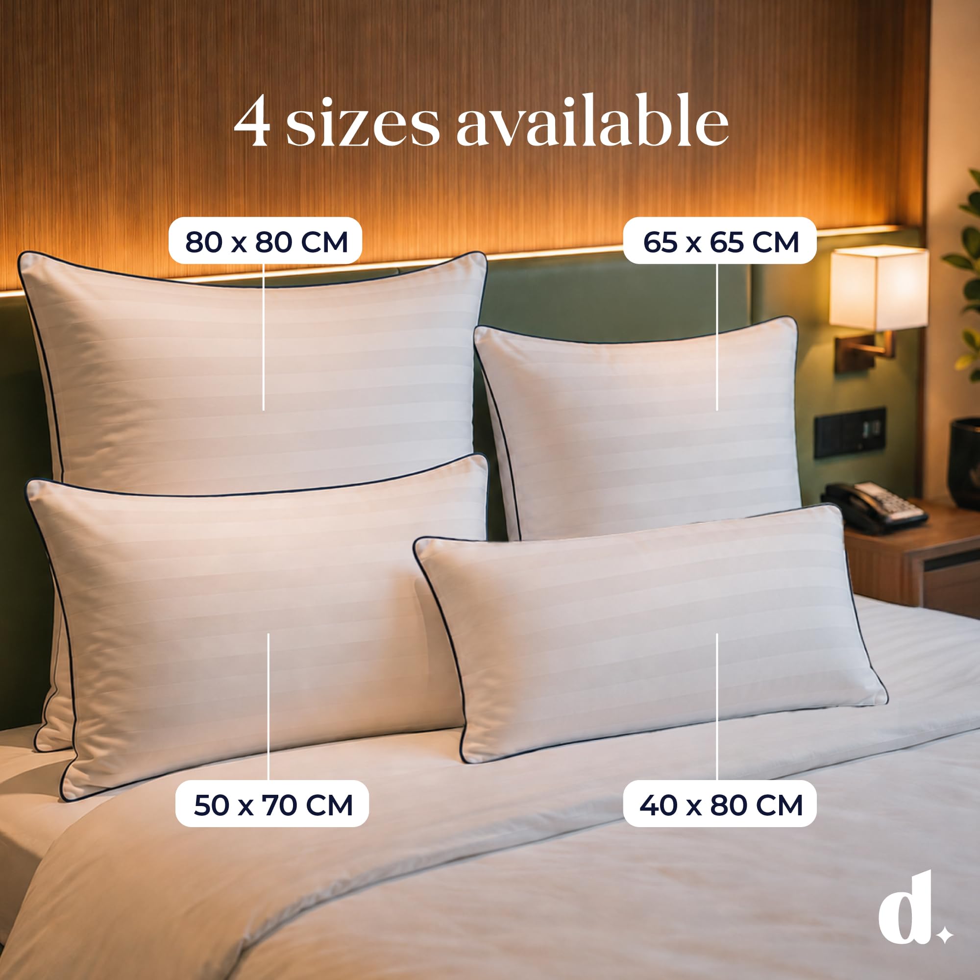 Zestaw 2 poduszek Dreamzie 80 x 80 cm, luksusowy komfort hotelowy – miękka poduszka, miękka poduszka na łóżko – zmywalne poduszki, do spania w każdej pozycji – Oeko-Tex