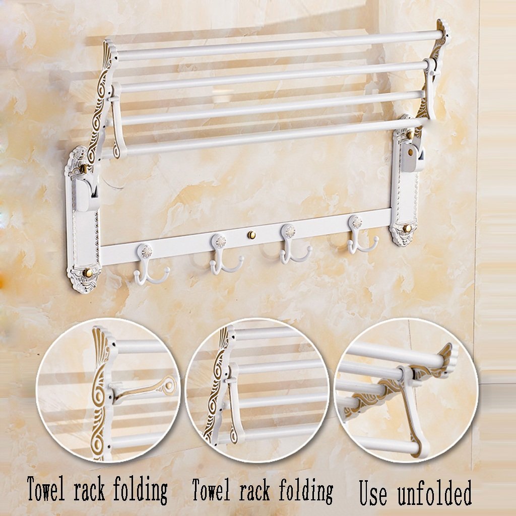 Handtuchhalter Luxus Weißgold Blume Rattant Haken Gerade Halterung Badezimmer Dick Klappbar Hotel Universal Lagerregal