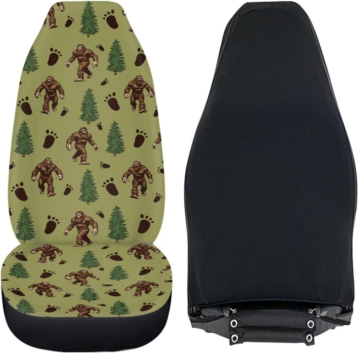 Bulopur Sasquatch Car Seat Covers Set of 2 Pack Car Accessories Interior Seat Covers Front Seats Only Universal Driver Seats Cover Pads
