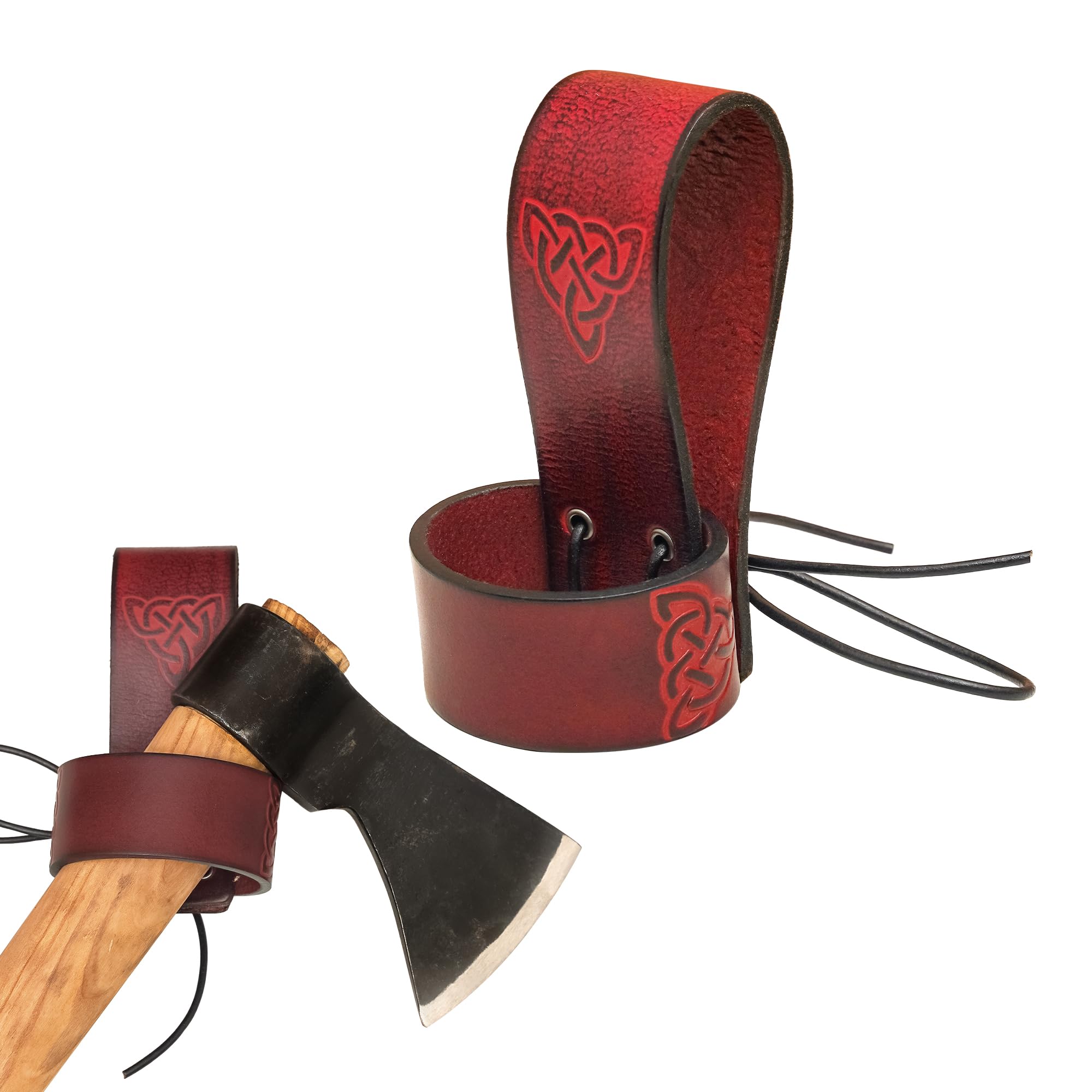 Lord of Battles Medieval Genuine Leather Axe Frog | Axe Holster with Belt Loop | Waist Holder for Axes, Tools (Celtic - Maroon) โ image 1