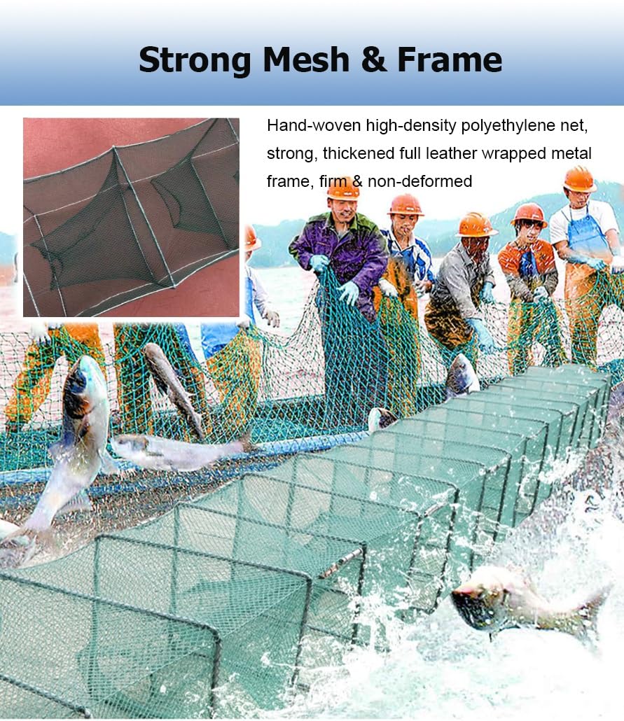 2 Juegos de trampas for camarones y cangrejos de 7,9 a 52,5 pies de Largo, trampas for Peces, Red de Pesca, Captura automáticamente más Peces fácilmente