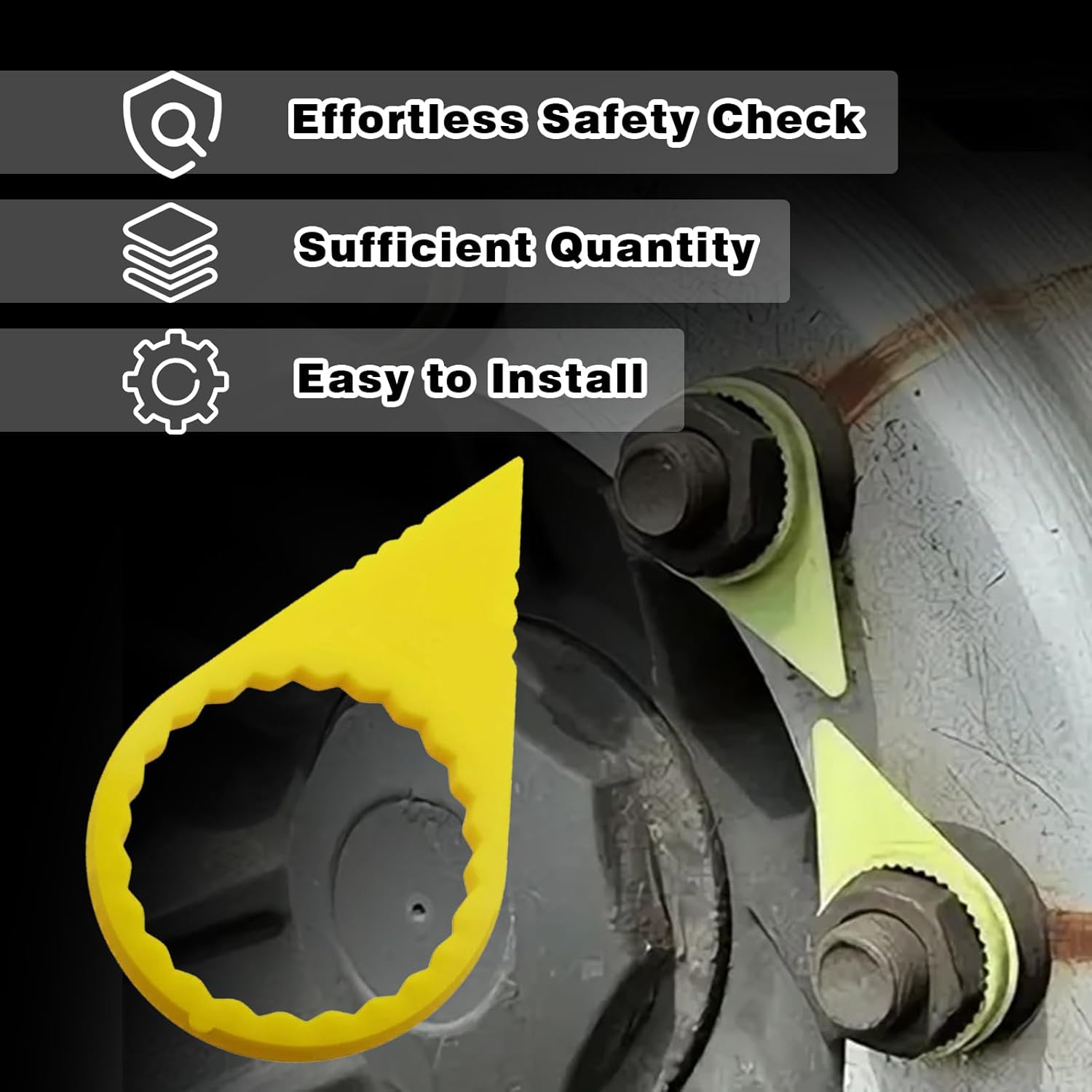 100PCS Wheel Nut Loose Warning Indicator Fit for 33MM Nuts, 22mm Studs, High Visibility Yellow (Pack of 100)