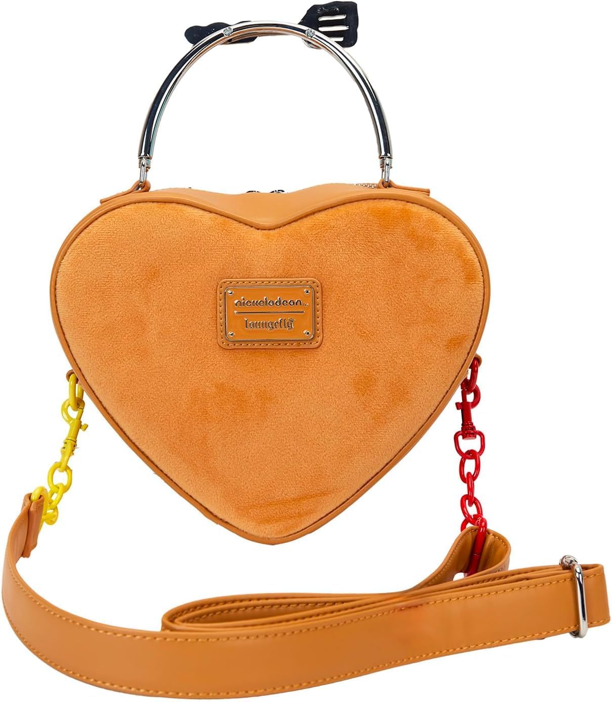 Loungefly Nickelodeon Spongebob Krabby Patty Heart Plush Crossbody Bag w/Detachable Charm Accessory | Made with Love