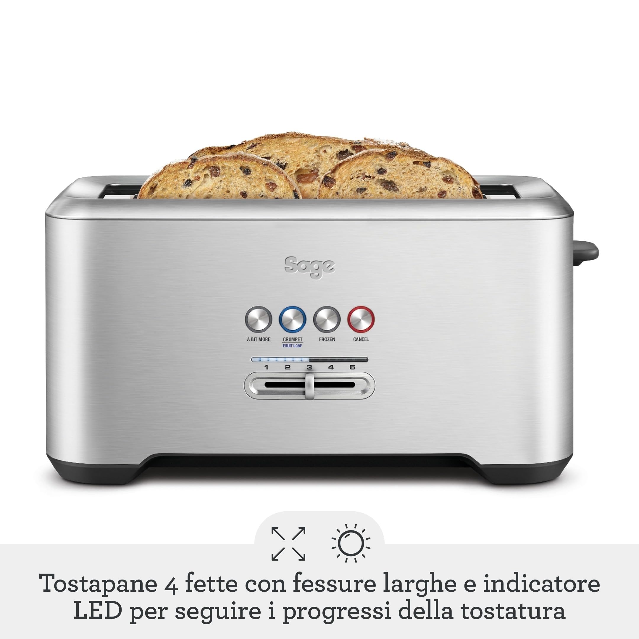 Sage -The 'A bit more' Toaster 4-Slice - Tostapane a 4 Fette - Acciaio Inox Spazzolato