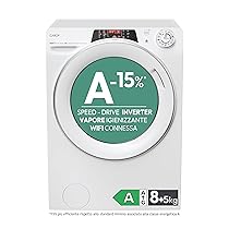 Candy RapidÒ ROW 4856DWMS7-S, Lavasciuga a carica frontale, 8+5 KG, Classe A-15%, 1400 giri, 76 dB, Cicli Rapidi, Partenza Ritardata, Vapore, 16 programmi, Bianco, AxLxP 85x60x54 cm