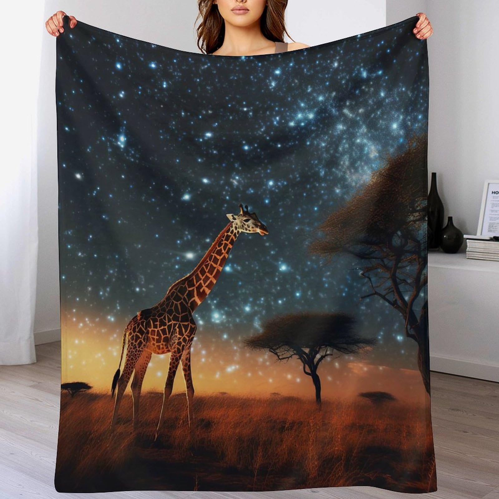 GGJJTT Giraffe Blanket Throw Bedspread Soft Fluffy Warm Light Flannel Fabric Perfect for Adults Or Children's Gifts 180×200cm