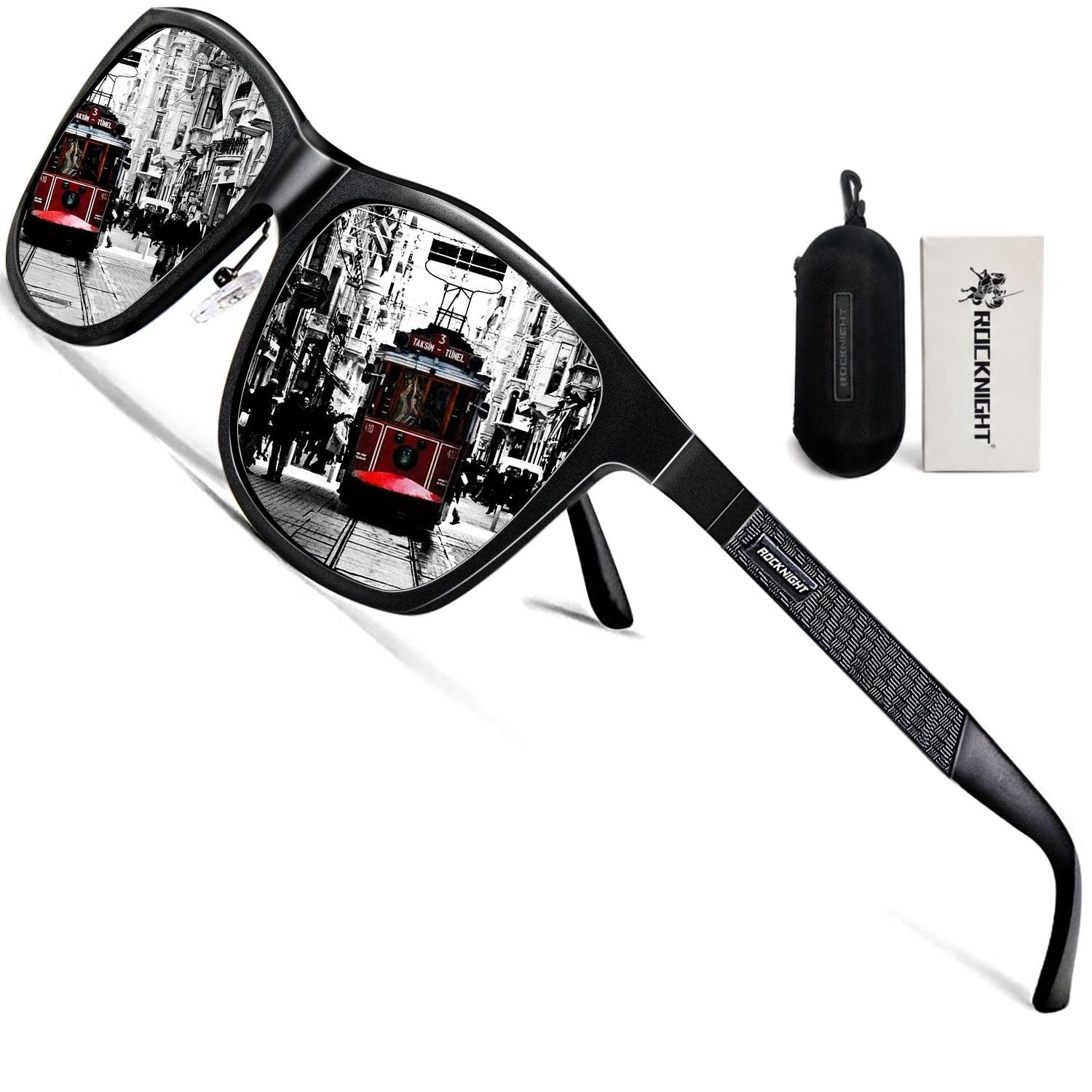 ROCKNIGHT Polarized Sunglasses for Men Outdoor Use Square UV400 Al-Mg Frame