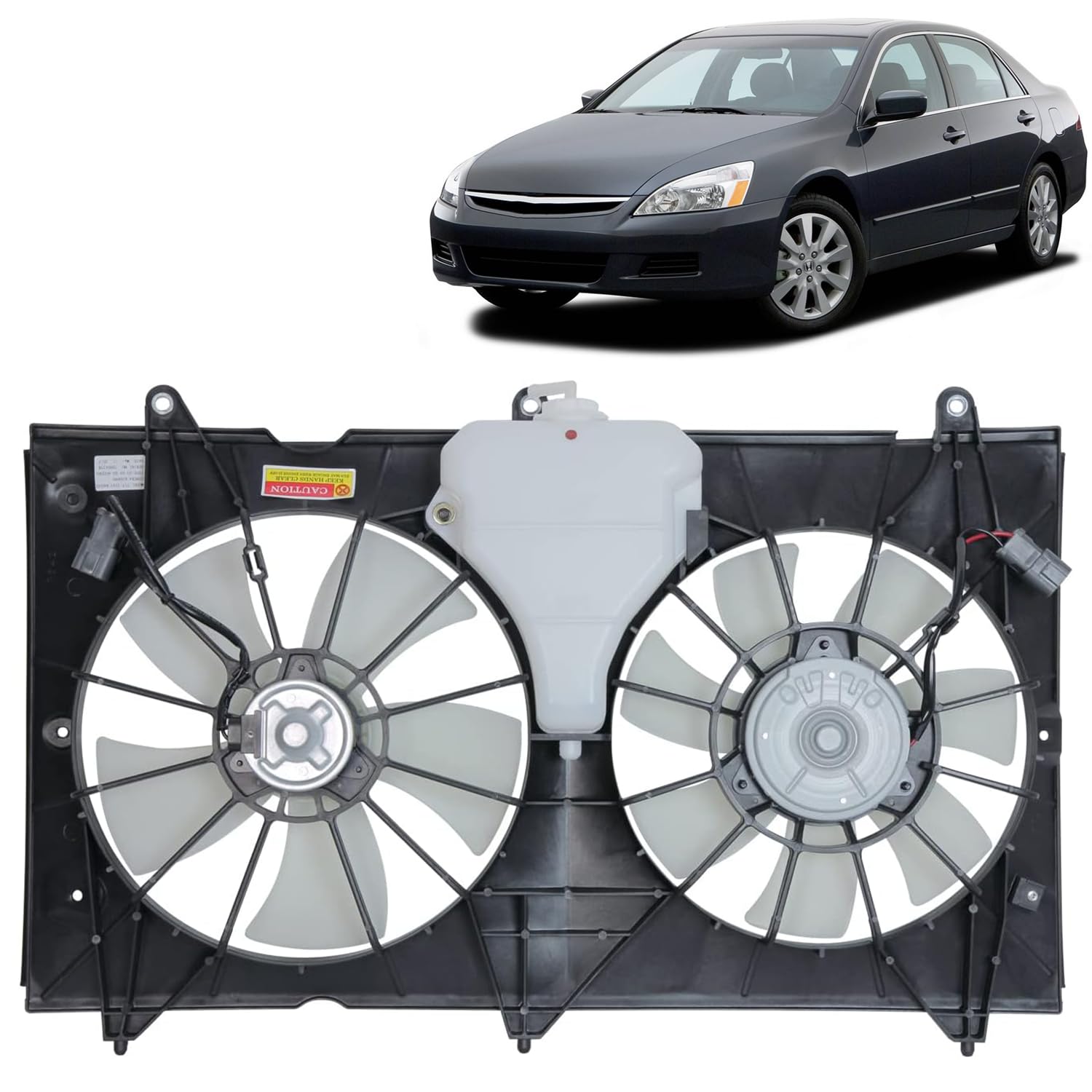 Replacement for 2003 2004 2005 2006 2007 Honda Accord Sedan/Coupe Dual Radiator and Condenser Cooling Fan Assembly | 2.4L Engine | HO3115121 / 38611-RAA-A01