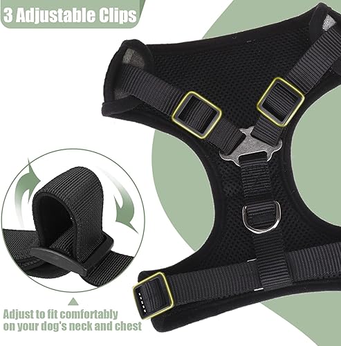 Miniatura 4 de PUPTECK Juego de arnés y collar de correa para perros pequeños y medianos, cachorros y gatos, sin tirones, ajustable, reflectante, de malla suave,