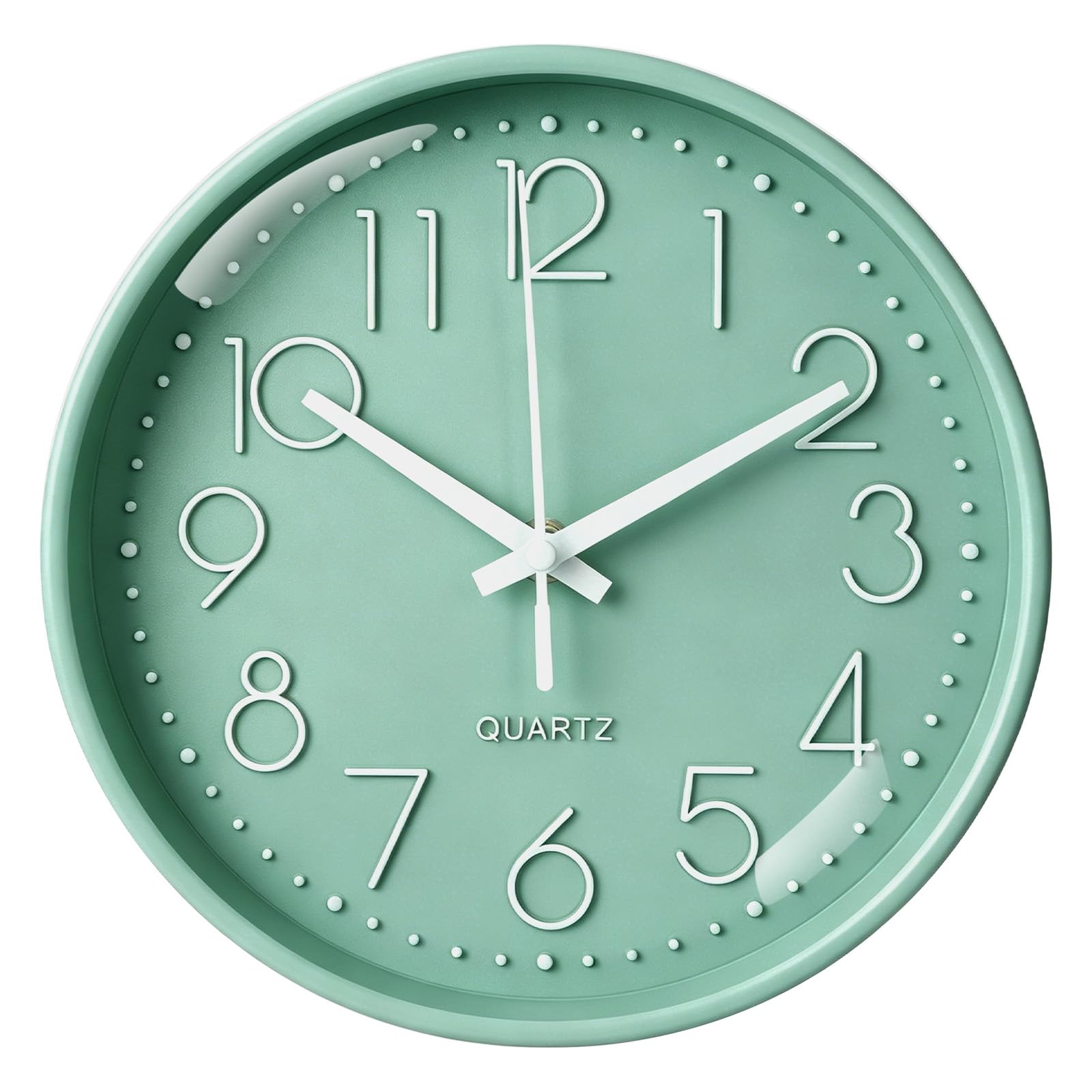 Aolso Wall Clock Silent & Non Ticking Modern, 8 inch Battery Operated Round Wall Clock, Easy to Read, Modern Quartz Design Decorative Indoor Kitchen Office-8 inch-Light Green