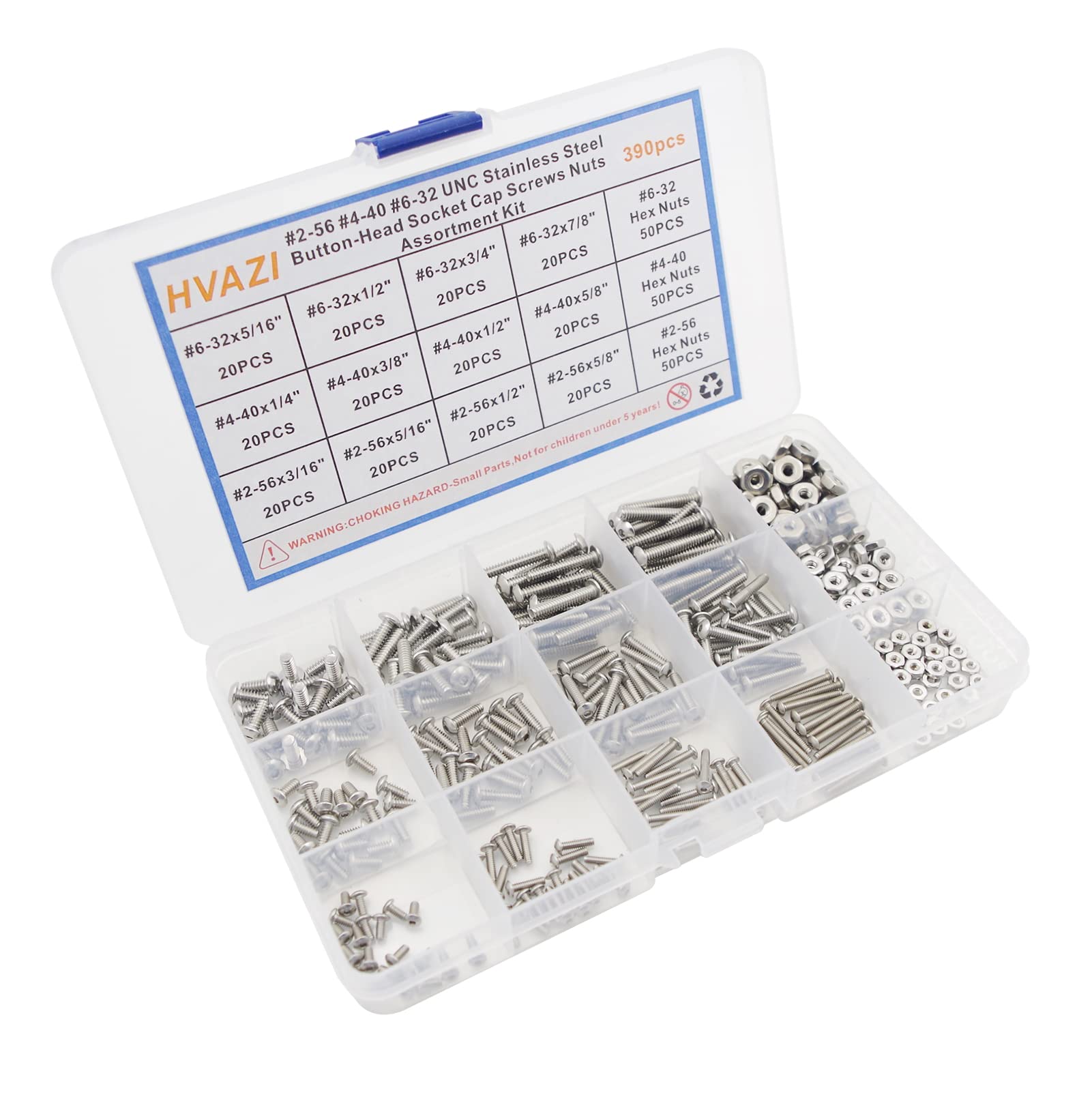 #2-56#4-40#6-32 UNC Edelstahl Halbrundkopfschrauben Muttern Sortiment Kit