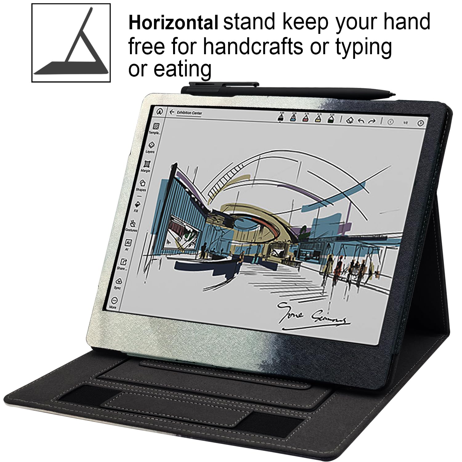 Schutzhülle mit doppeltem Ständer für Onyx Boox Tablet Note Air 5 C/Note Air 4 C/Air 3 C (2025/2024 veröffentlicht), Premium-PU-Leder-Hülle mit automatischer Sleep/Wake-/Doppel-Handschlaufe