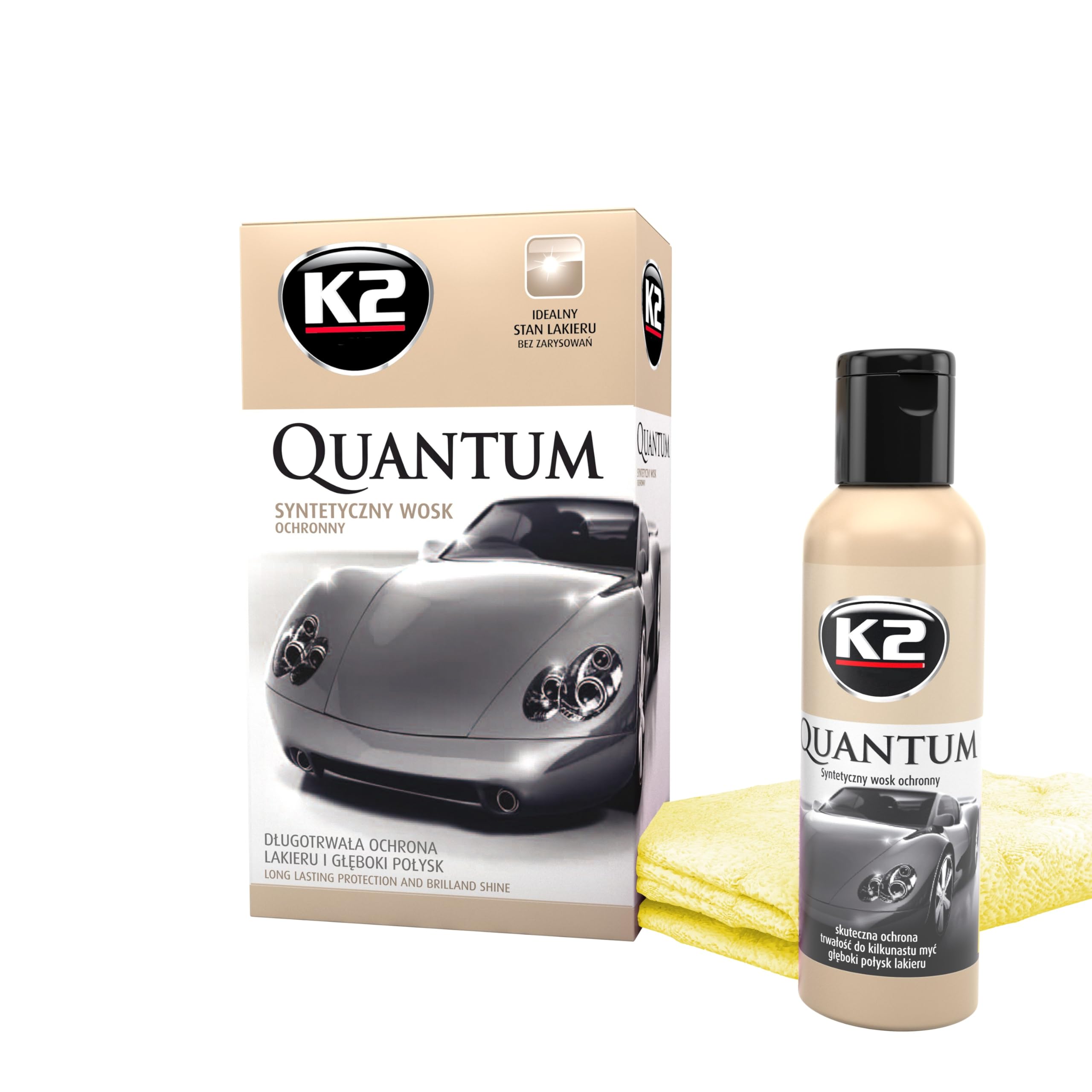 K2 Premium lucido per cera Set: Quantum 140 g + panno in microfibra 40 x 40 cm