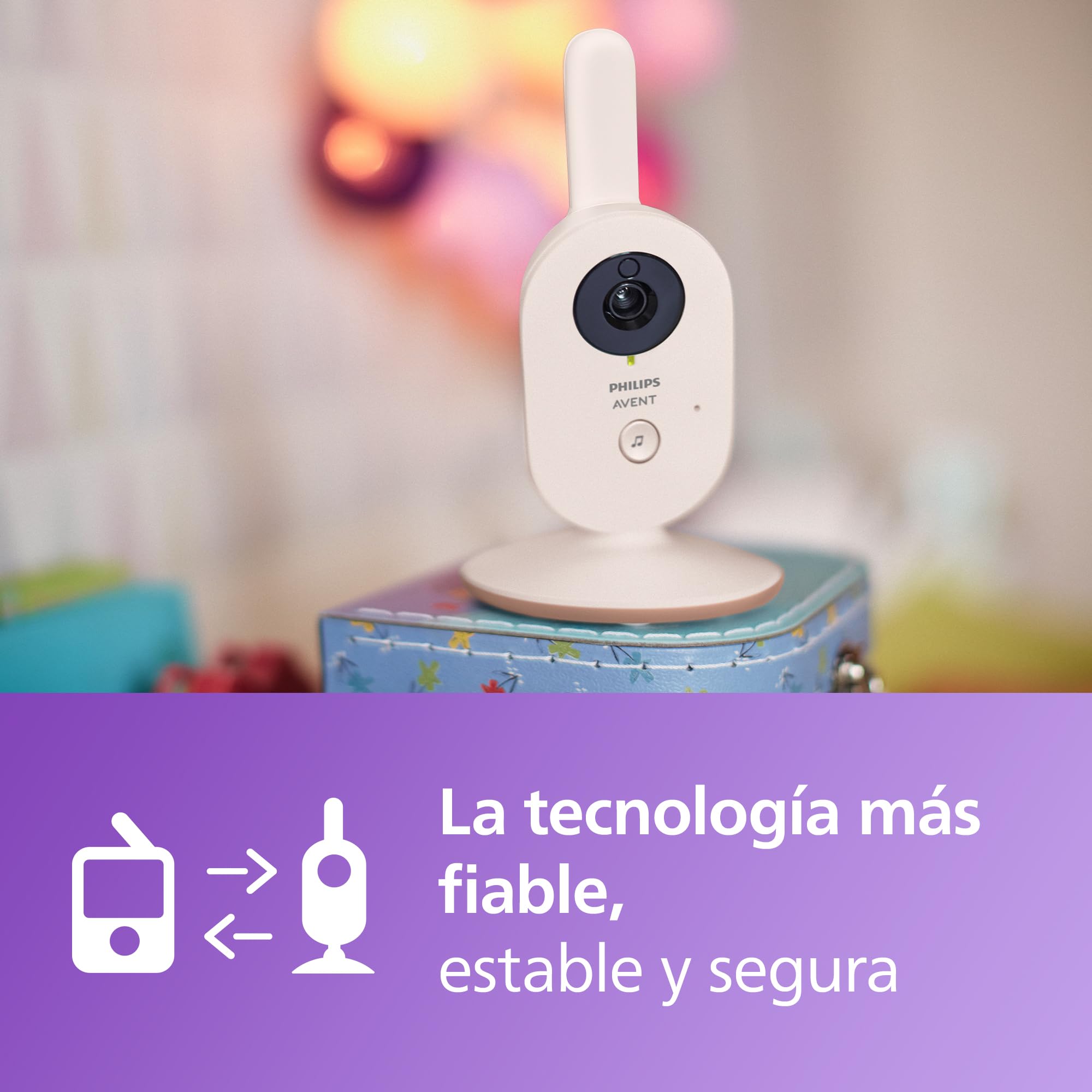 Philips Avent Vigilabebés con Vídeo: Certificado DEKRA, Privado y Seguro con Cámara y Audio, con Pantalla de 2,8", Zoom 2X, Visión Nocturna, Audio Bidireccional y Nanas, SCD881/26