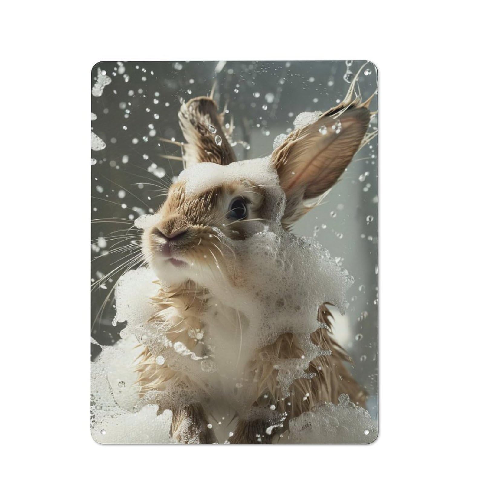 Retro Bunny Bath Time Vintage Tin Sign 40x30cm, Retro Room Decor for Lounge, Study, Pub Or Wall Gallery