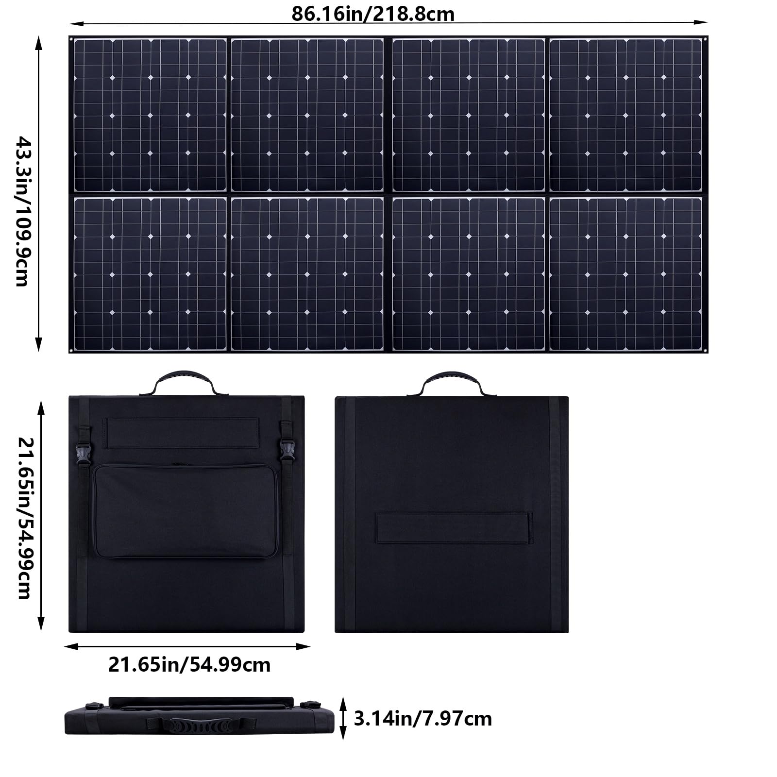 Panel solar portátil con soporte impermeable IP65 y ajustable, monocristalino plegable de 400 W, maleta de panel solar para estación de energía, caravana, camping