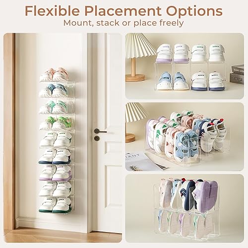 Miniatura 4 de Paquete de 4 zapateros de acrílico transparente para niños para organizadores de armario y almacenamiento, almacenamiento de zapatos de bebé,