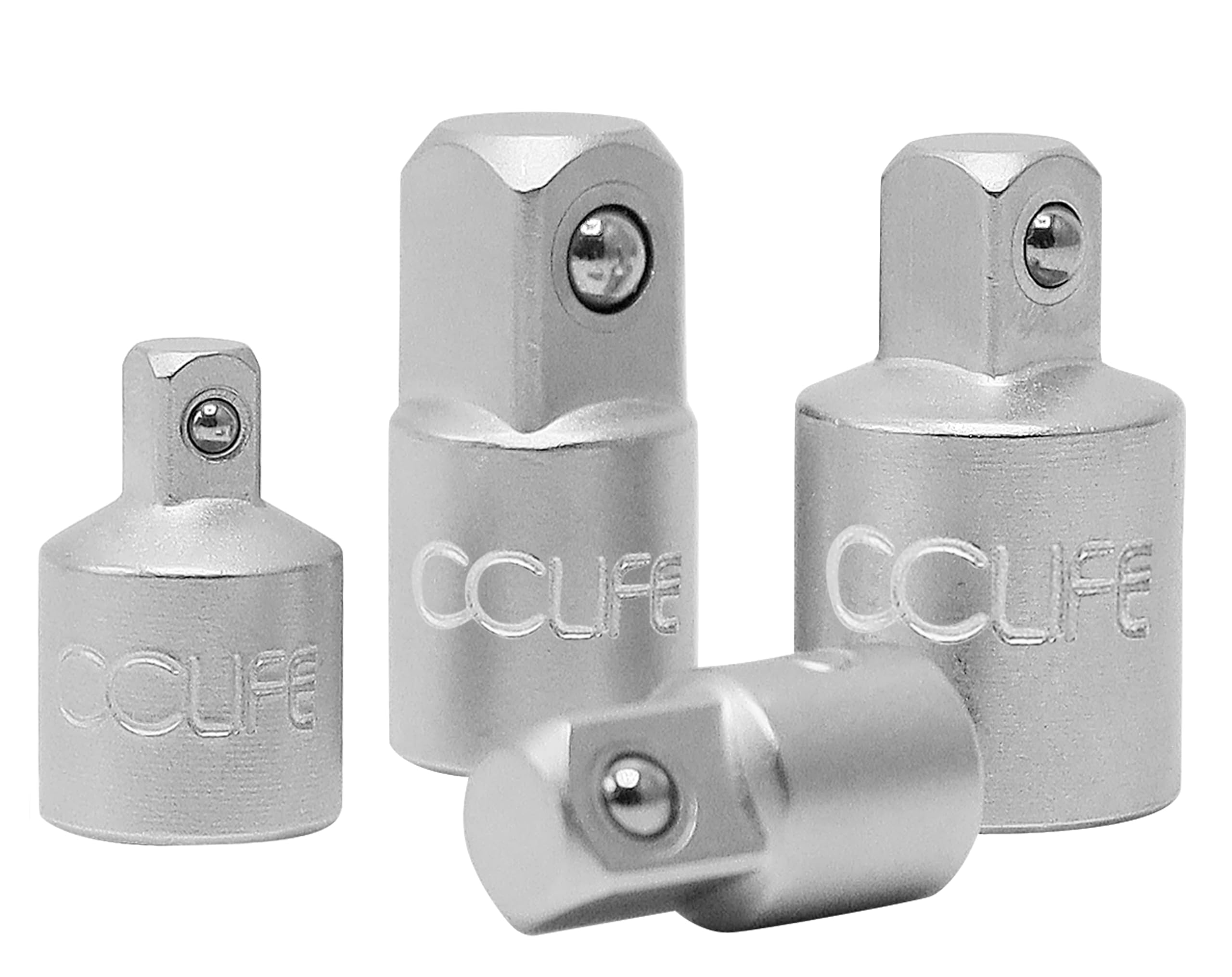 CCLIFE Set di Adattatori per Bussole 1/2" 3/8" 1/4" per Chiavi a Cricchetto o Dinamometrica 4 Pezzi