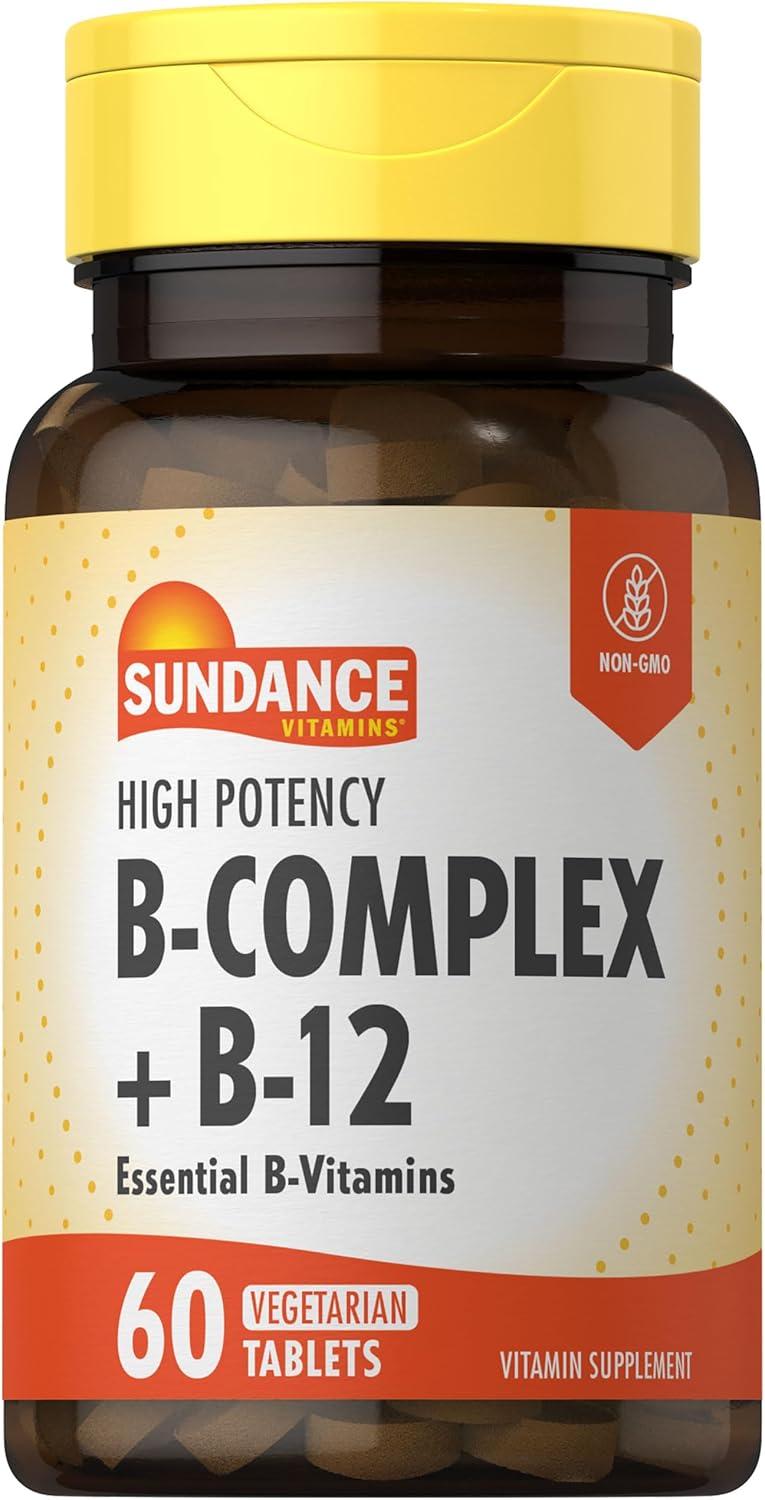 Sundance Vitamin B-Complex | with B-12 | 60 Tablets | High Potency | Vegetarian, Non-GMO, and Gluten Free Supplement Sundance Vitamin B-Complex | with B-12 | 60 Tablets | High Potency | Vegetarian, Non-GMO, and Gluten Free Supplement