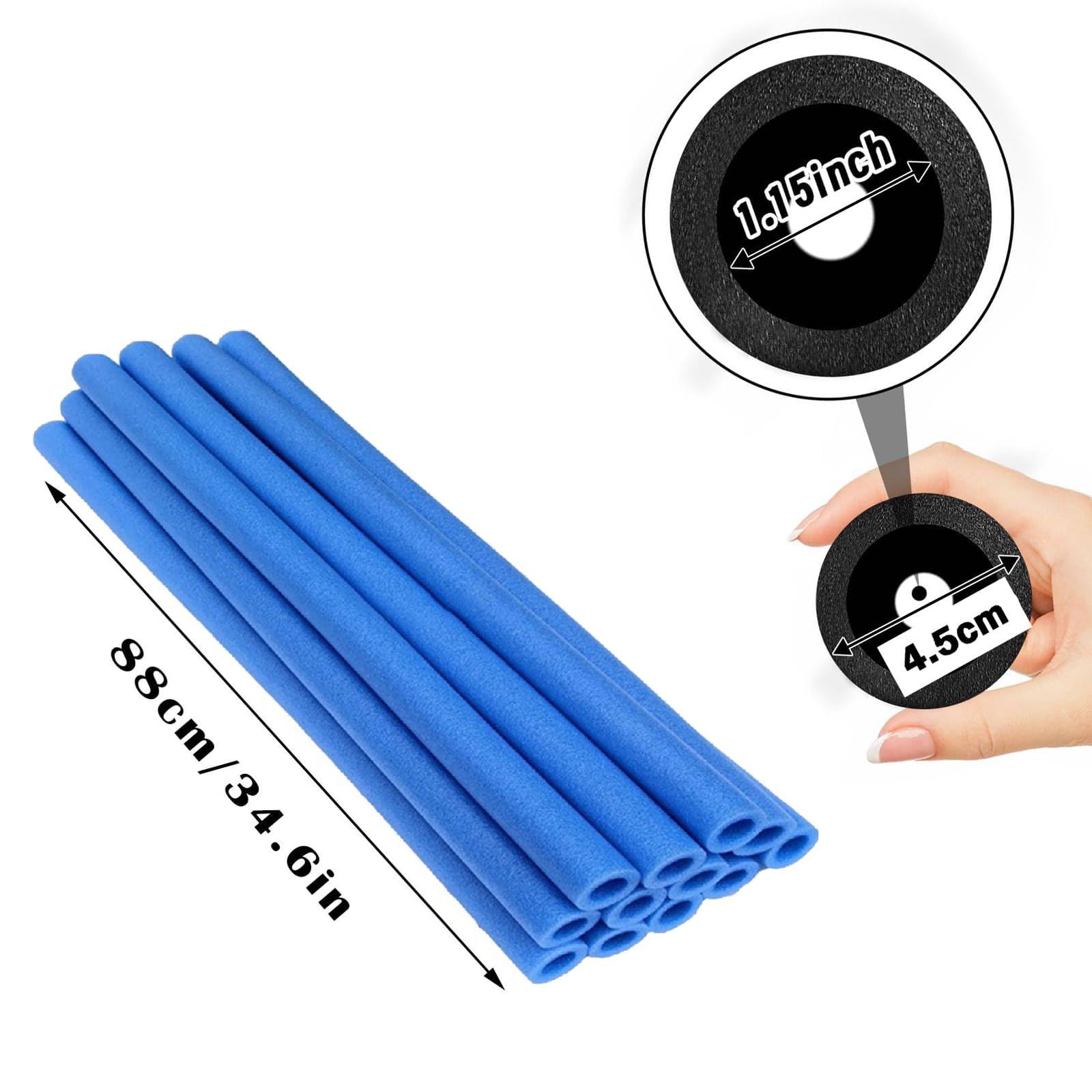 Trampoline Pole Foam Sleeves,12Pcs Pole Covers Replacement 88cm Length Waterproof Round Tube Protective Trampoline Spring Cover Padding, Foam Tubing Protective Trampoline Net Pole - 5