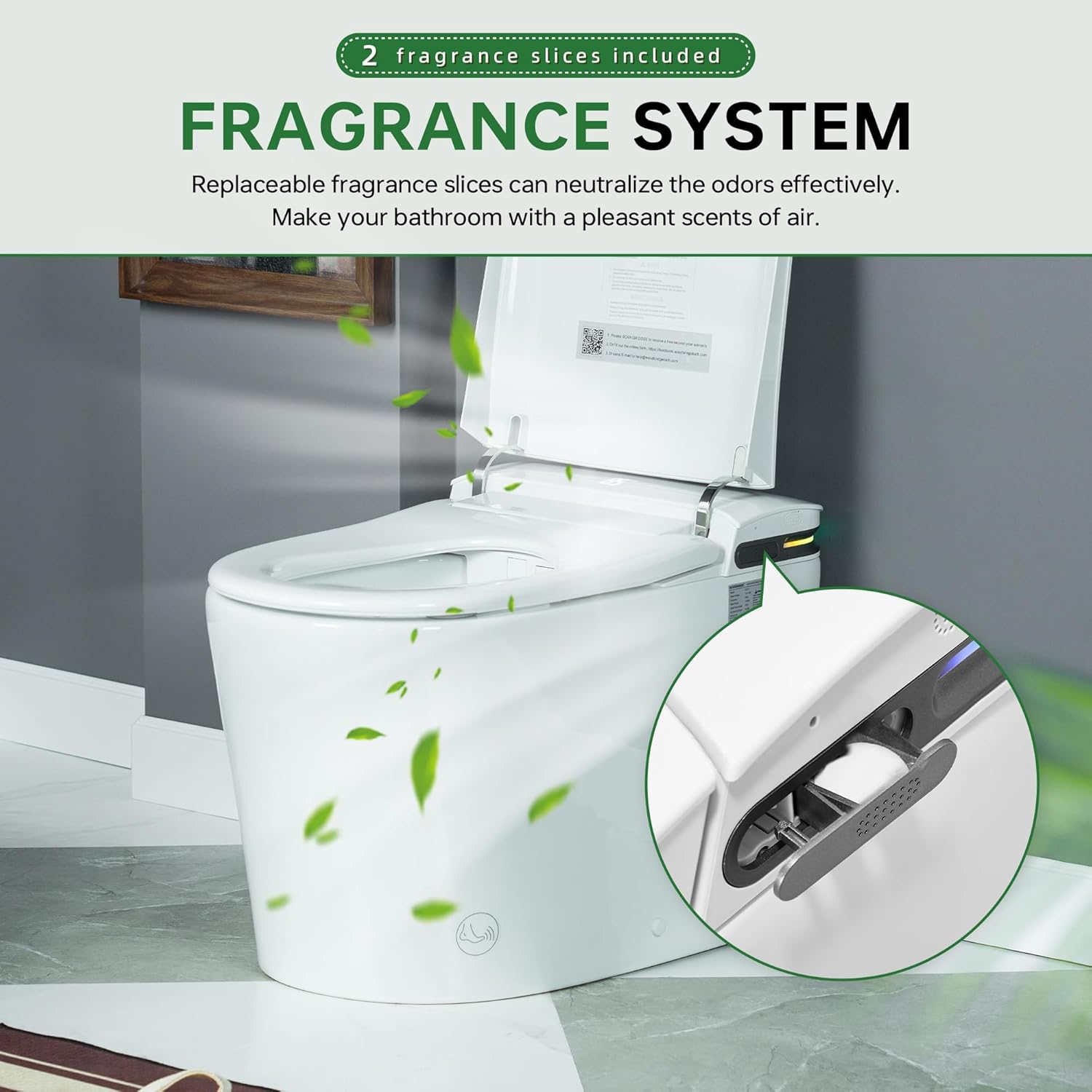 WOODBRIDGE ADA Height Smart Toilet – Auto Lid Open/Close, Foot Sensor, Zero Pressure System, Aromatherapy System, Self-Cleaning Nozzle, Multi-Function Washing & Warm Air Dry