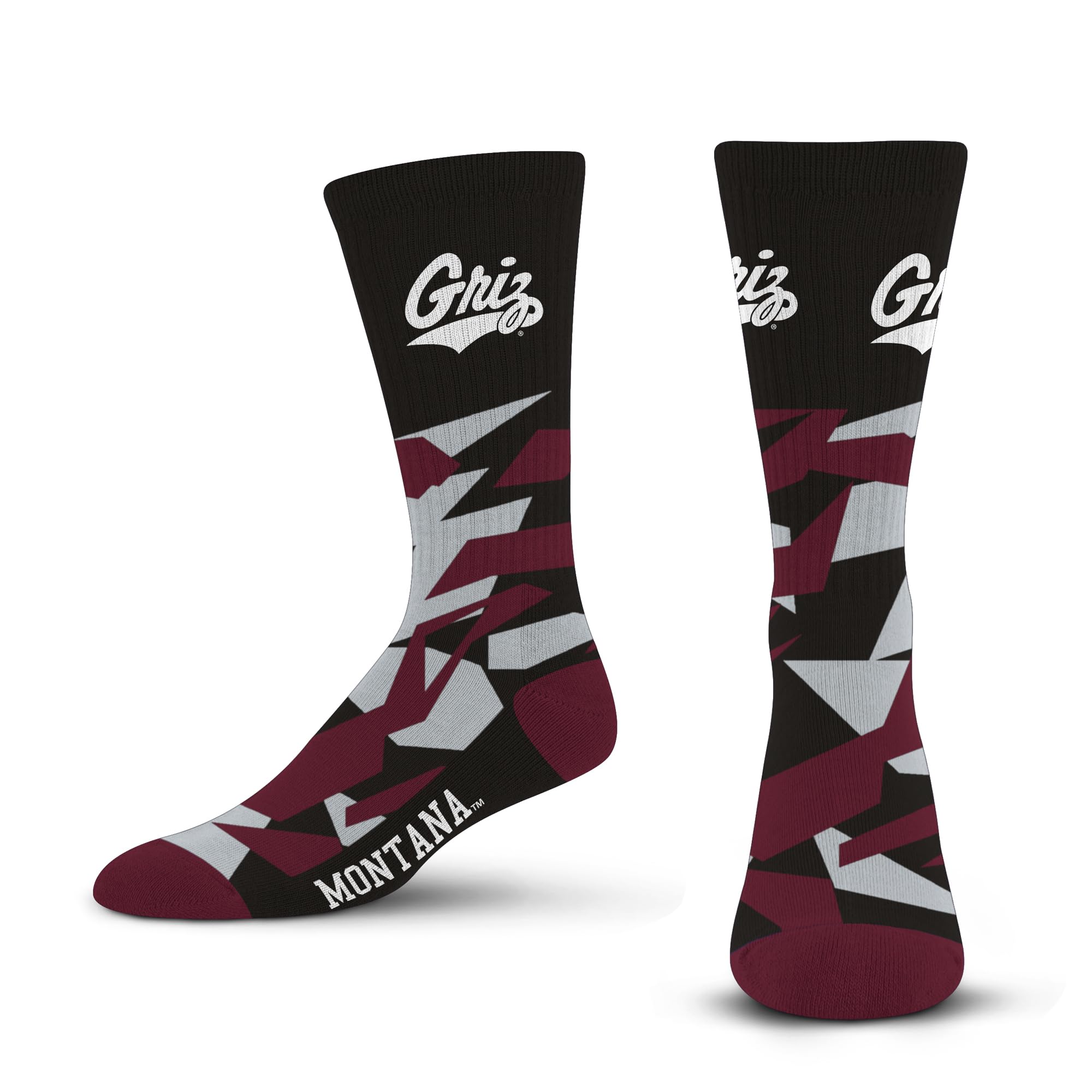 For Bare Feet Men's Shattered Camo Crew Sock NCAA, Team Color, L