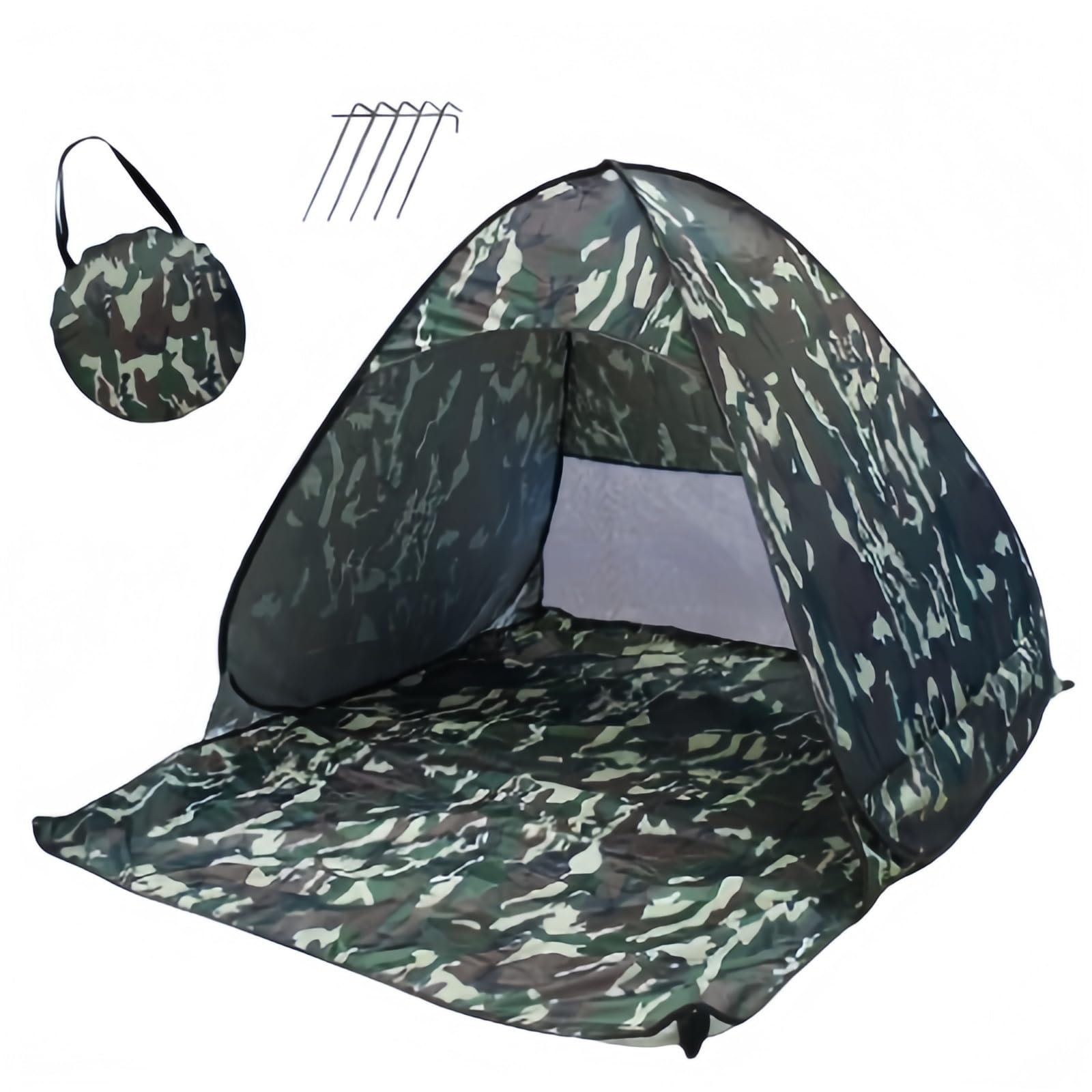 Amazon.co.jp: サンシェード キャンプ用【組立1分 宿泊可 2-5人用】紫外線対策 高耐水 持ち運び便利 軽量 通気 ポップアップ テント  POP UP TENT ペグ・キャリーバッグ付き 簡易テントウトドア 花見 海水浴 登山に最適【150*165*110CM】(カモフラージュ) :  スポーツ ...