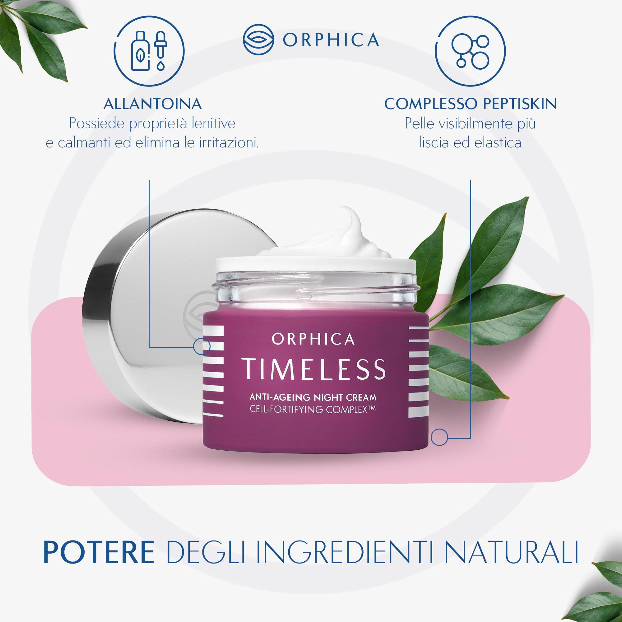 Orphica Timeless crema da notte anti-invecchiamento, 50 ml, rigenerante per la notte per le donne, idratante per la cura del viso, crema rassodante contro l'invecchiamento della pelle e le rughe