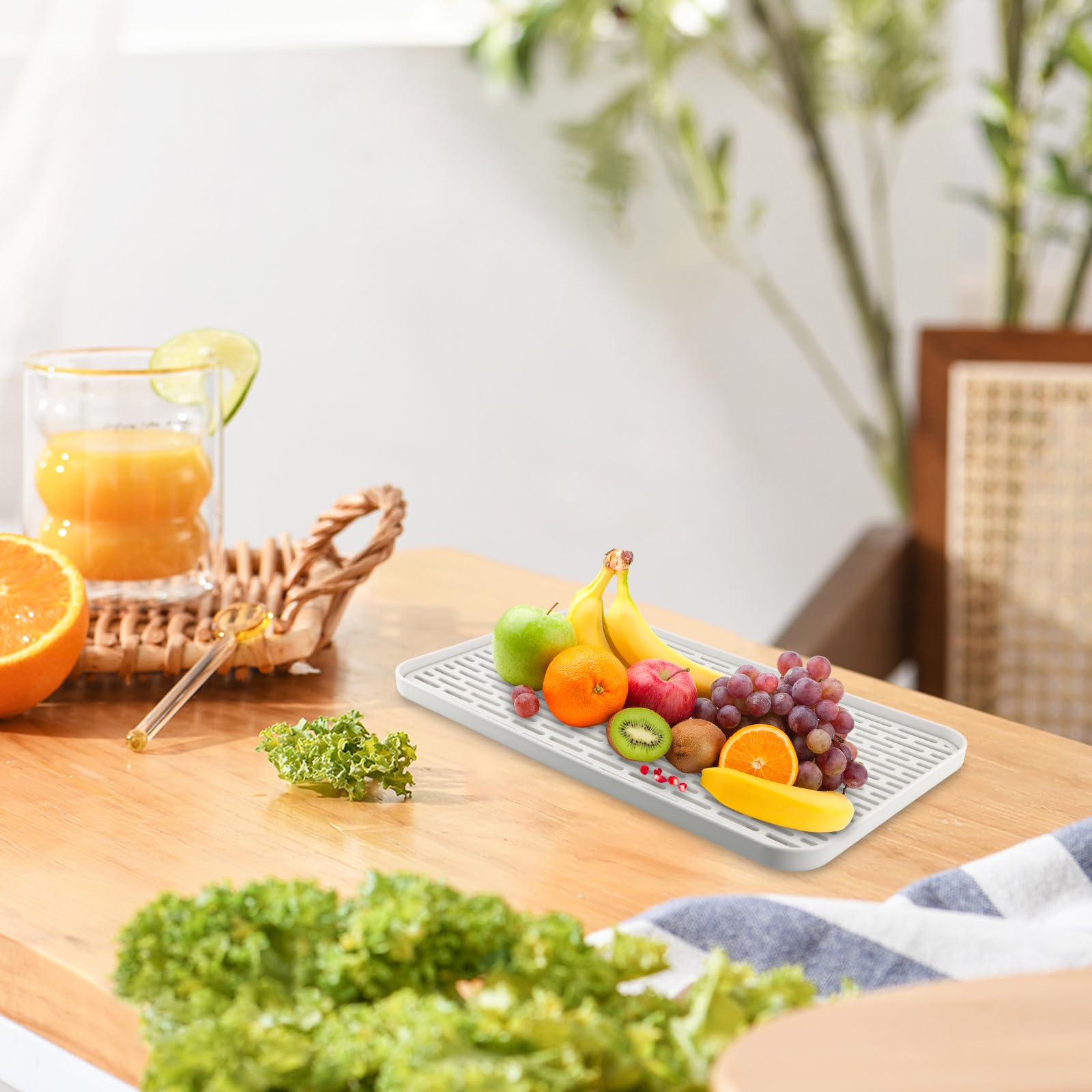 Vassoio Scolapiatti Doppio Strato 39x22.5cm | Grigio/Bianco - Antigoccia - Foto 12