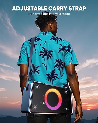 Miniatura 4 de GFEEN Altavoz Bluetooth portátil pico de 200 W, graves profundos, tiempo de reproducción de 15 horas, altavoces inalámbricos para fiestas grandes,