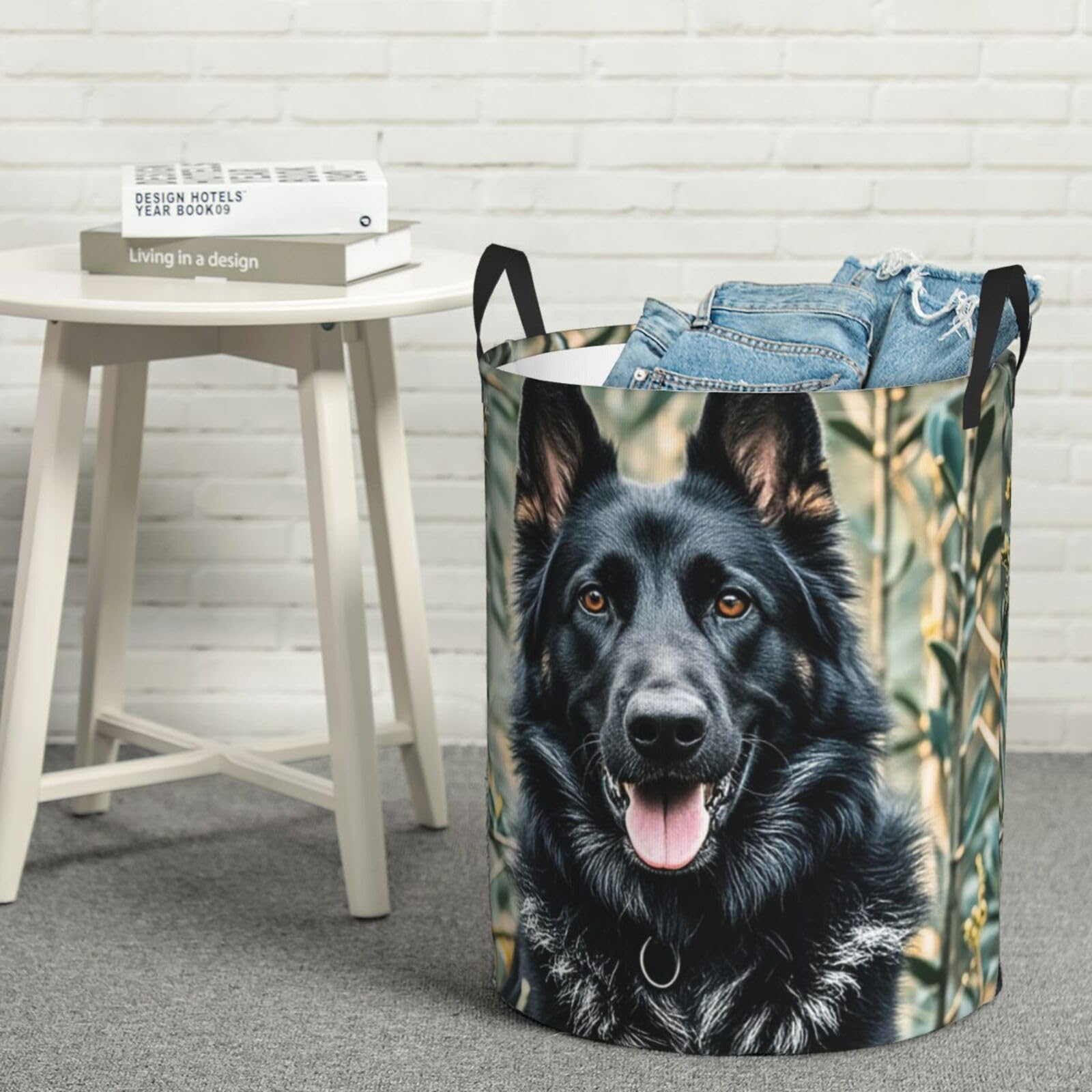 Wäschekorb Schwarzer Schäferhund Wäschetruhe 50X40Cm