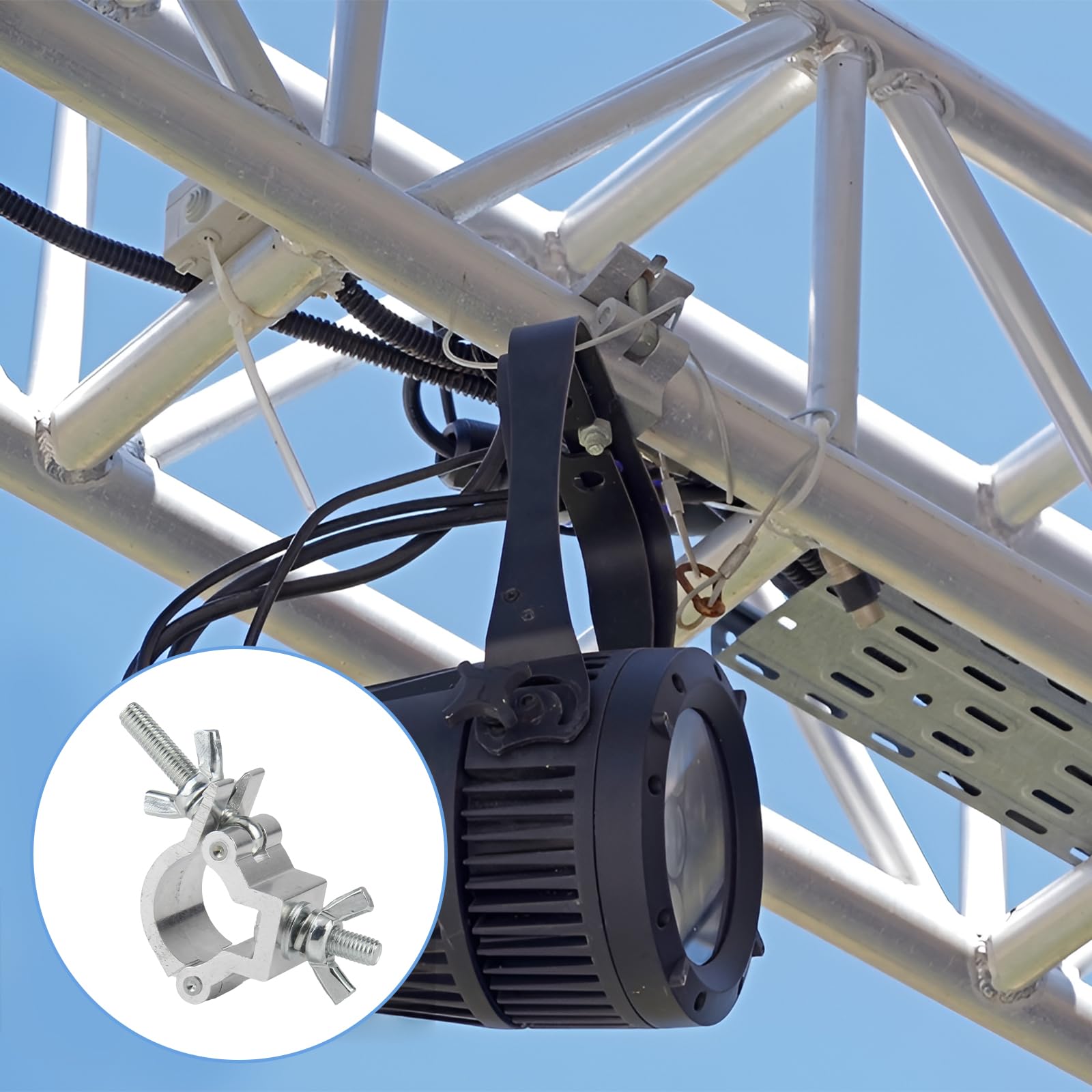 2 sztuki trawersów klamry aluminiowe mocowanie światła sceny zacisk O Clamp | Oświetlenie sceniczne 25-30 mm, zacisk hakowy, nośność 35 kg, do ruchomych świateł scenicznych, reflektorów, ruchomych głowic