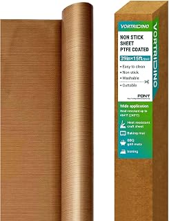 VORTRIDINO PTFE 시트 롤 99.1cm x 4.6m(39인치 x 15피트) 내열성 PTFE 시트, 열 프레스 전달용, 논스틱 보호 철 PTFE 코팅 열 프레스 커버 시트 재사용 가능한 공예 매트 (8mm 두께)