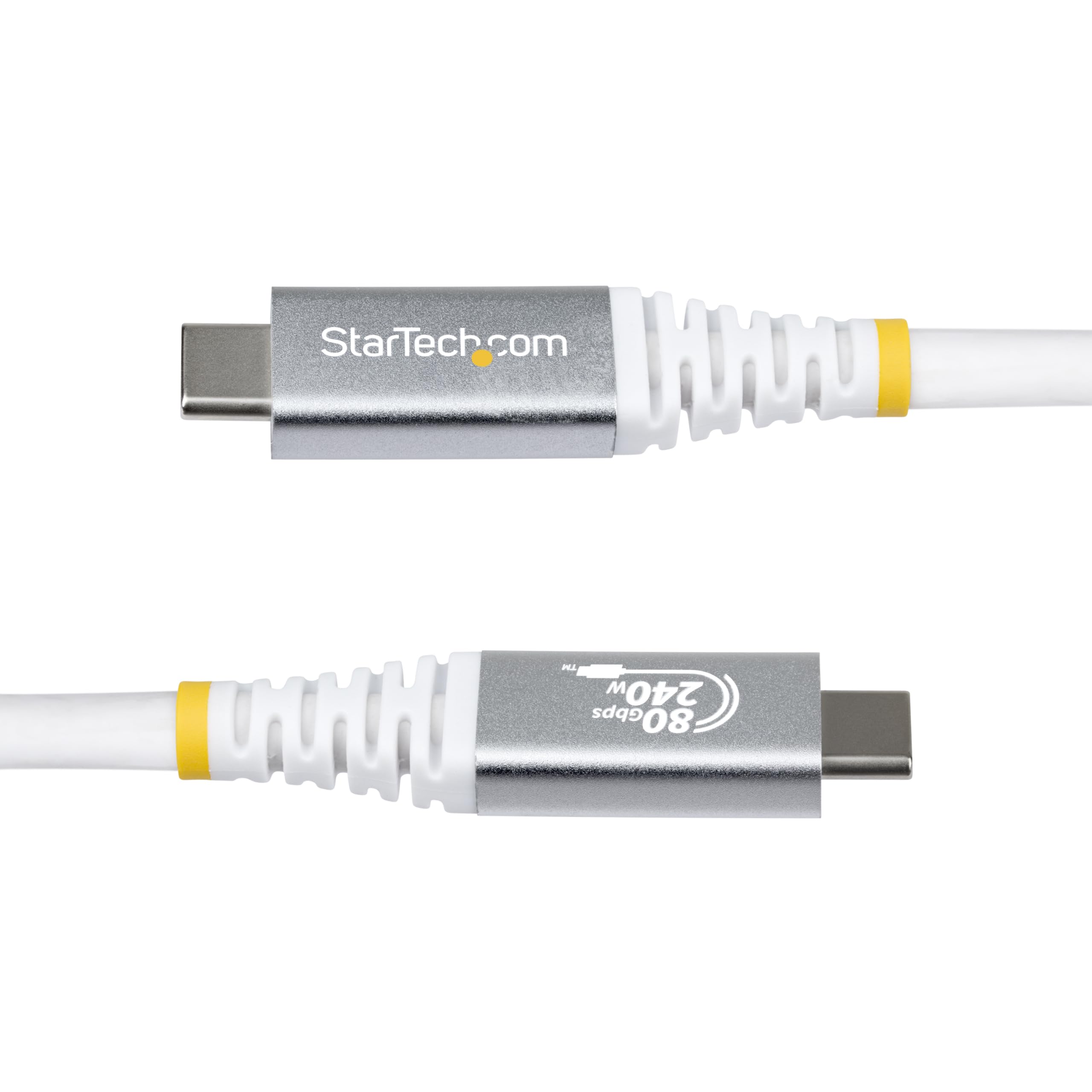StarTech Cable USB4 USB-C 1,5m, 80Gbps, 240W, 8K120Hz DP2.1, Blanco | 4K 240Hz, DP2.1 con DSC, Marcas Quick ID, Funda de TPE RoHS