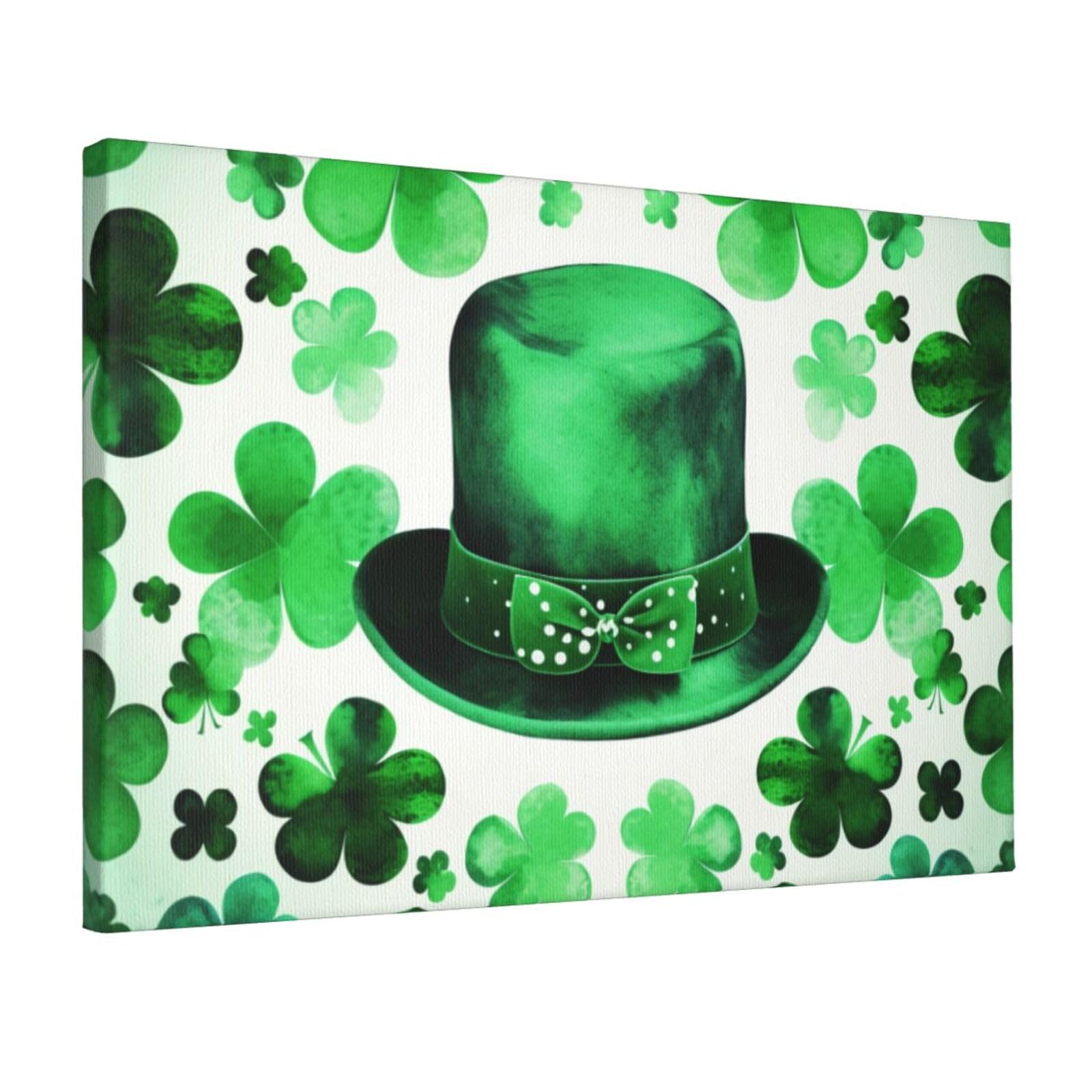 YKLJG happy st patrick's day Printed Wall Art Canvas Prints 45x30 CM Wooden Framed Picture Painting Artwork for Bedroom Kitchen Home Office Decor