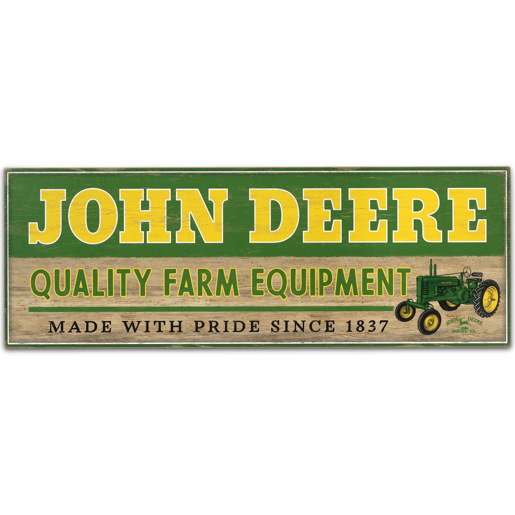 John Deere Quality Farm Equipment Made with Pride Wood Wall Decor - Large John Deere Sign for Man Cave or Garage