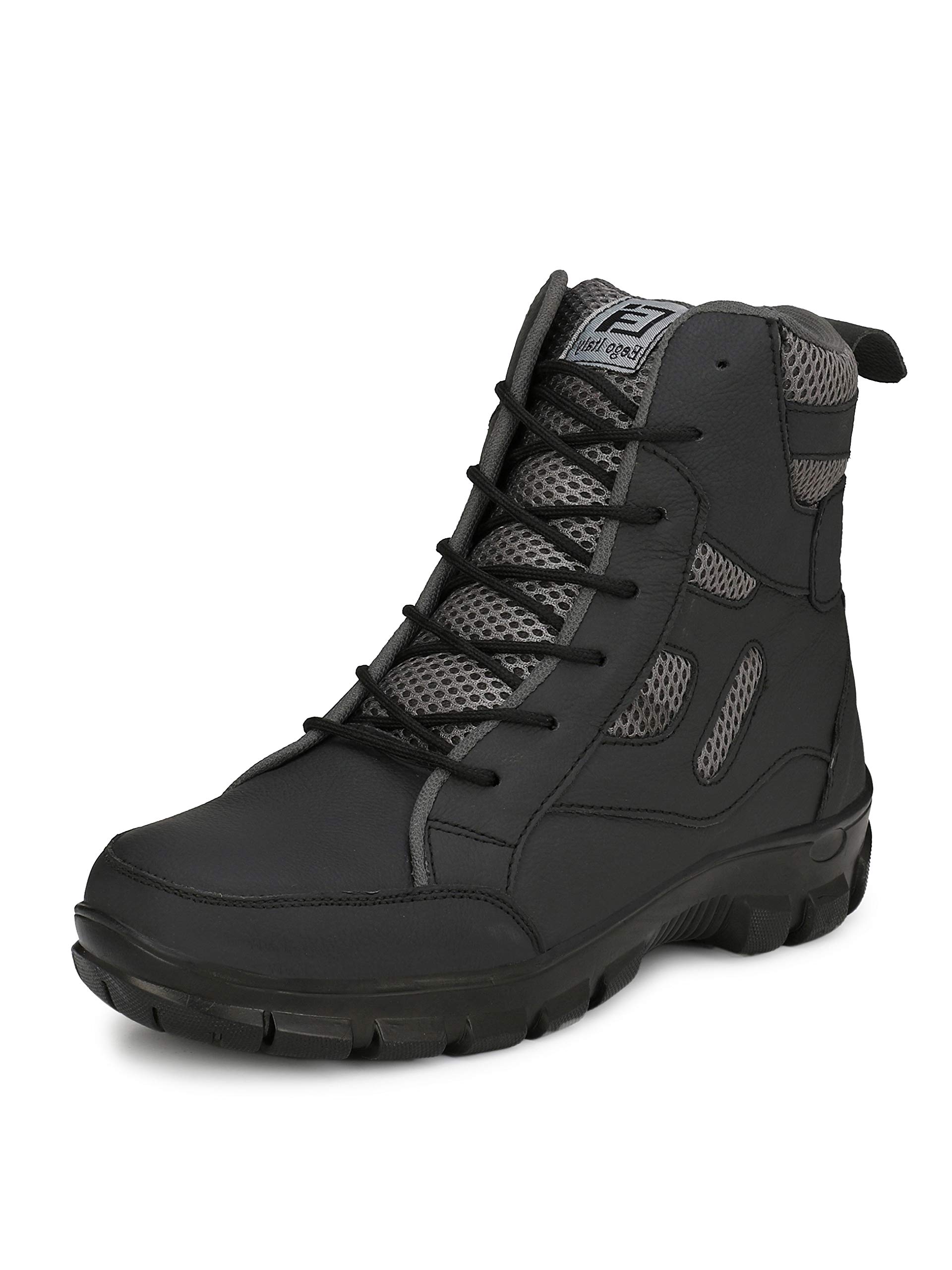 Eego Italy® Genuine Leather Light Weight Mens Steel Toe Safety Boots with Anti Skid Sole Black (B07K1LZ2DP) Amazon Price History, Amazon Price Tracker
