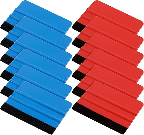 Miniatura 7 de Bonsicoky 4 unidades de goma de fieltro de plástico, para tintes de ventana, papel tapiz, calcomanías de calcomanías, 2 azules y 2 rojos