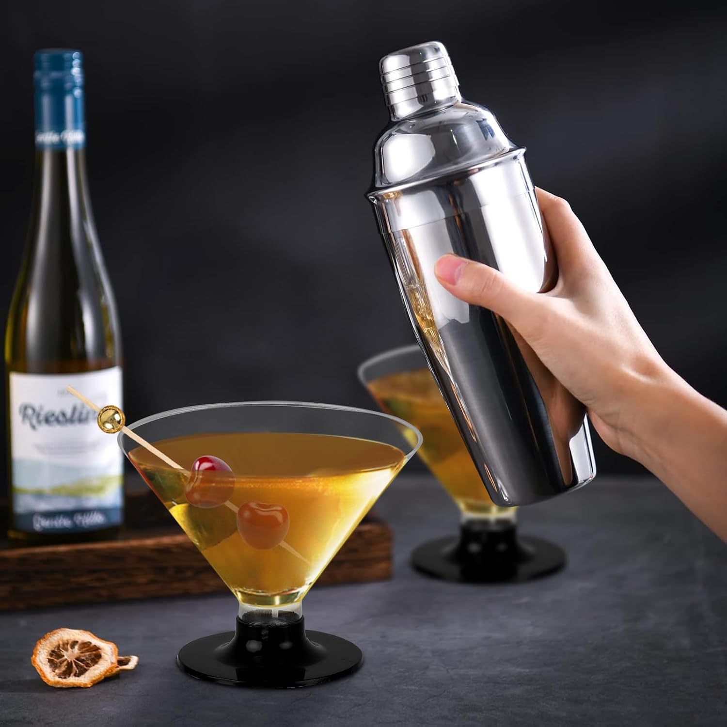 25 PCS Plastic Disposable Martini Glasses, 5oz Clear Acrylic Cocktail Cups