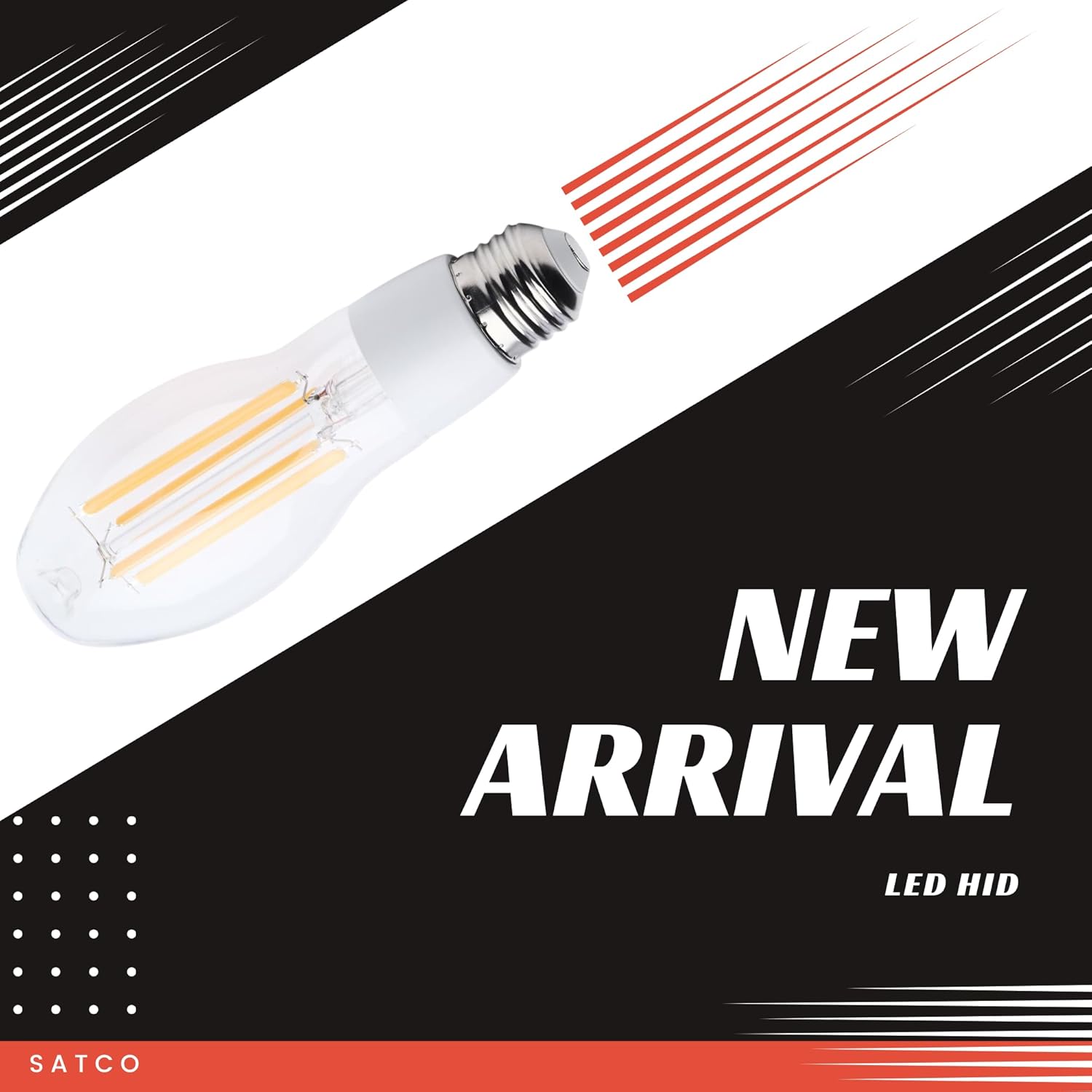 Satco S13180 13.5W LED HID Replacement Bulb, ED17, 2200K, Medium Base (E26), Clear Lens, 120-277V, Ballast Bypass, Enclosed Fixture Rated, High Lumen Output for Outdoor and Commercial Use (6 Pack)