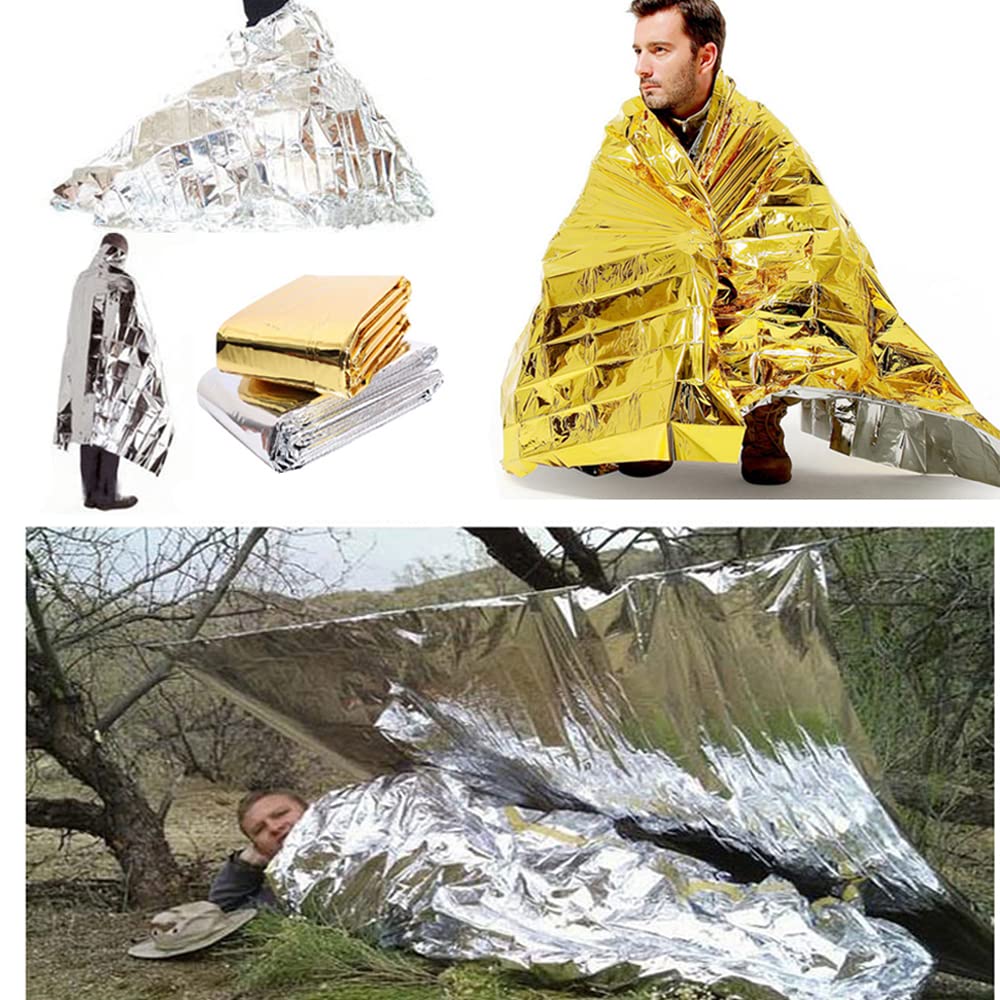 Lot De 5 Couvertures De Survie 210x140cm - Argentée Réfléchissante - Randonnée, Camping, Urgence