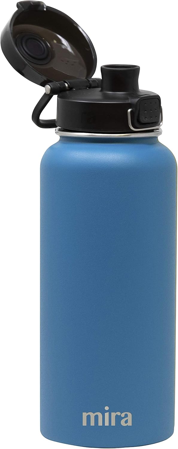 MIRA 32 oz Insulated Water Bottle - Stainless Steel Thermo with One-Touch Quick-Open Spout - Double Wall Hot & Cold (24Hr Cold/12Hr Hot) - Hawaiian Blue - Image 2
