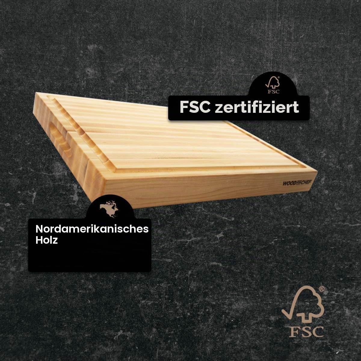 Mittelgroßes Holzschneidebrett aus kanadischem Ahorn – ein wendbarer Metzgerblock mit Saftrille zum einfachen Schneiden von Fleisch und saftigem Gemüse – Ahorn-Schneidebrett – 40,6 x 30,5 x 3,8 cm