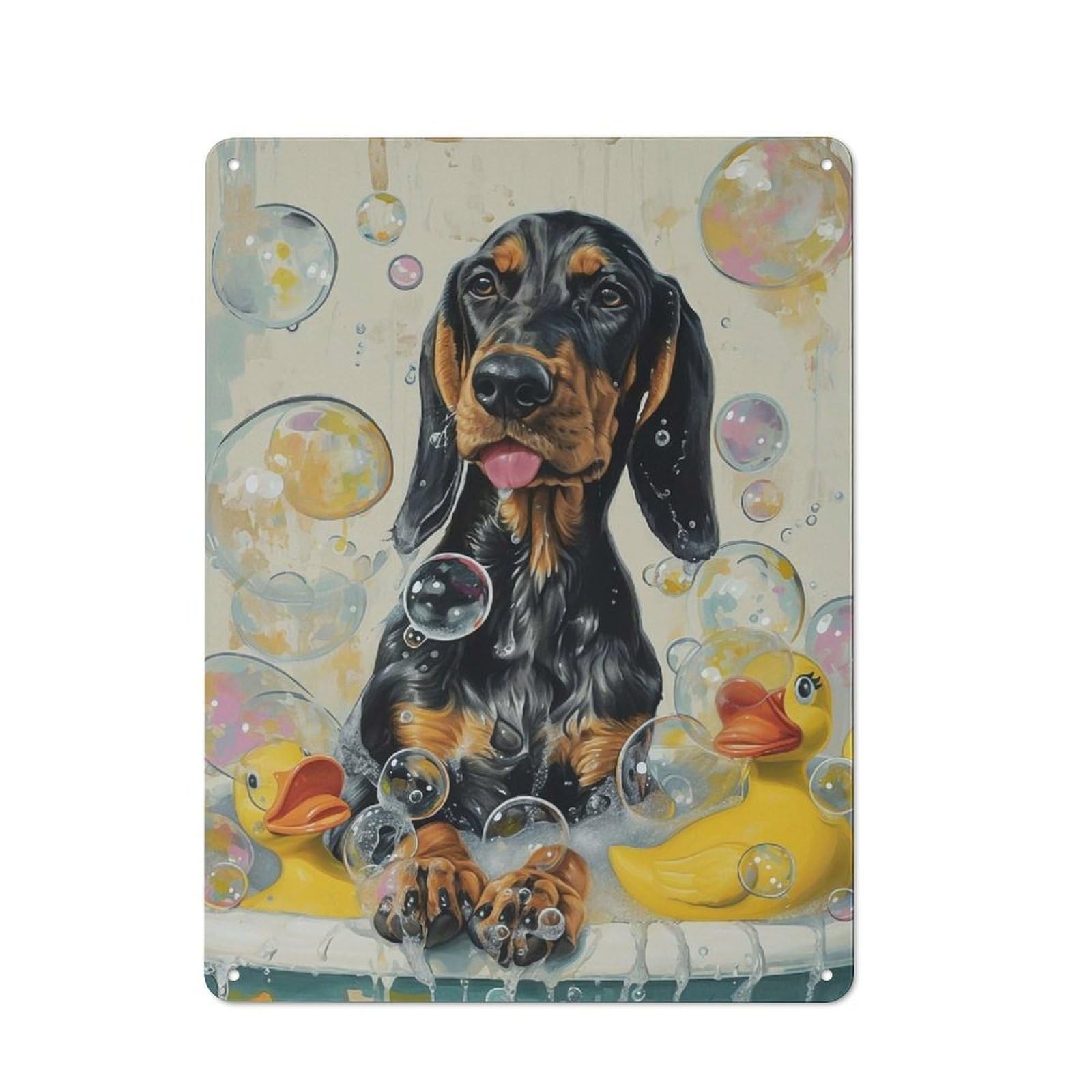 Junmoney Black And Tan Coonhound Do Rustic Metal Wall Decor 40X30cm, Decorative Tin Plaque For Pub, Home Bar, Shed Or Man Cave