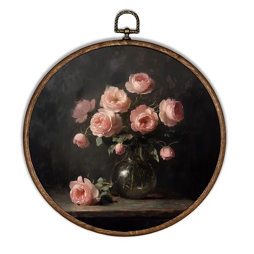 XBBMGG Vintage Moody Pink Rose Wall Art Decor, Dark Academia