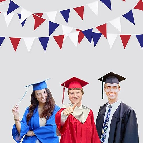 Miniatura 5 de Pancarta de 32 pies para decoración de fiesta, banderín de tela, banderín triangular, guirnalda patriótica del 4 de julio, Estados Unidos, Día