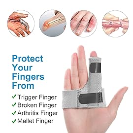 Sumifun Finger Brace, Trigger Finger Splint for Index Middle Ring Pinky Finger Arthritis Pain, Tendon Injury, Broken Mallet Finger Stabilizer Supports for Dislocated Knuckle Immobilizer Wrap,Grey