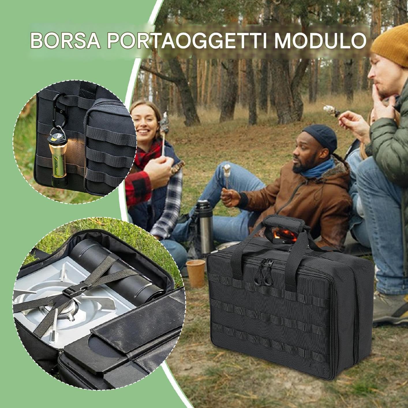 Borsa Per Campeggio Scatola Impermeabile e Resistente | Borsa Utilitaria 46L Con A Spalla Per Escursionismo Picnic Festa Viaggio Fornello Pentola Padella